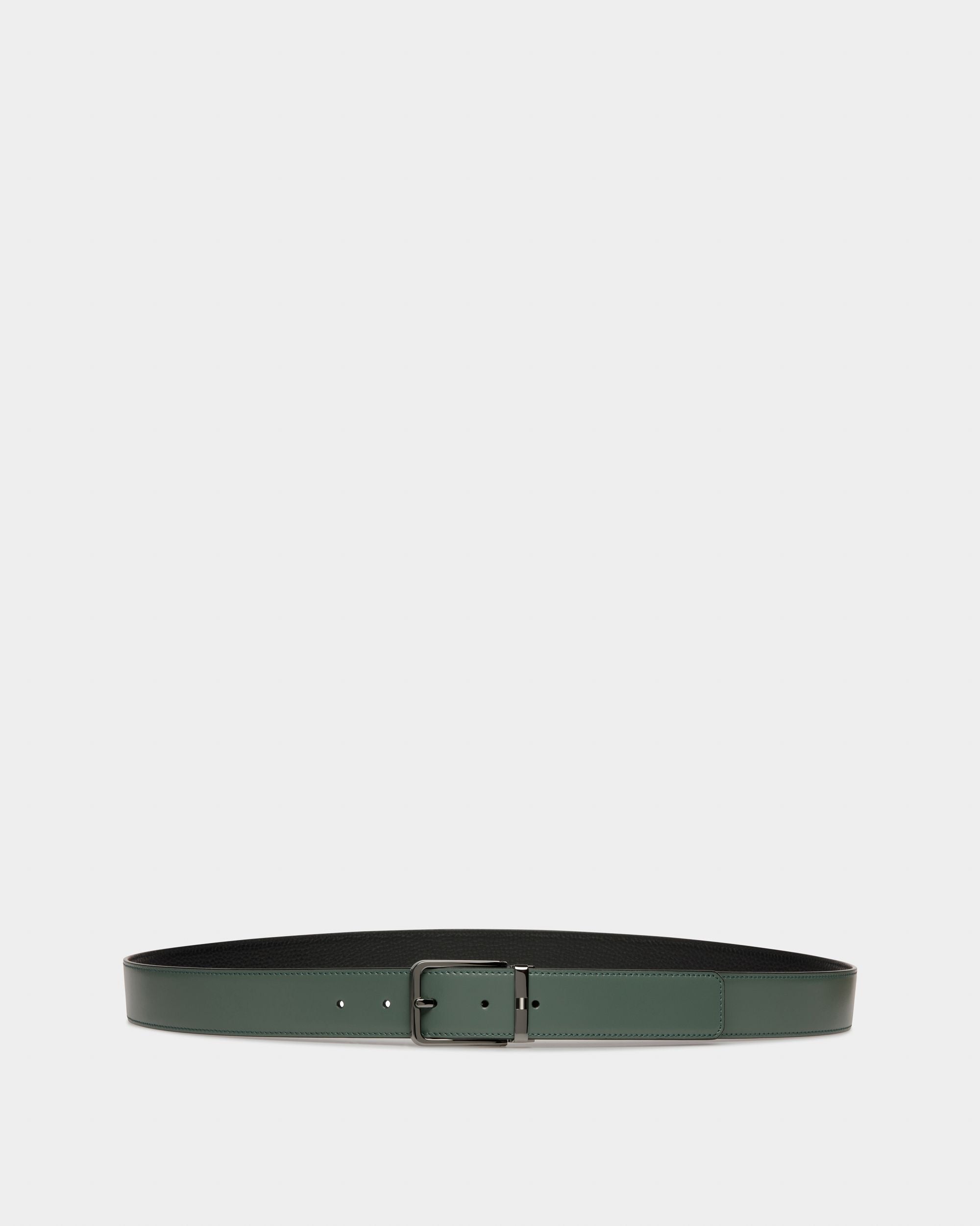 Arkin Leather 35mm Belt In Black & Green - Men's - Bally - 01