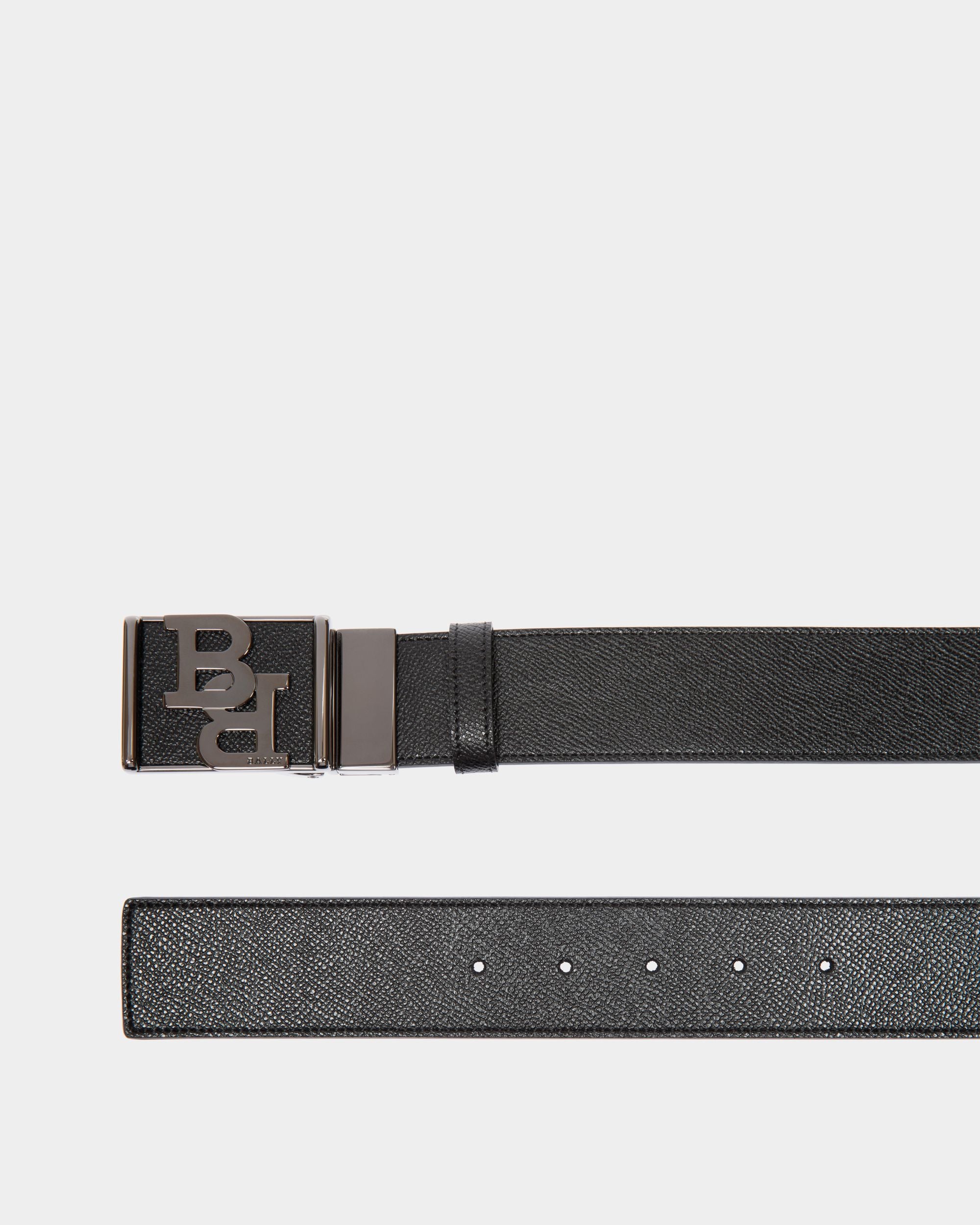 Adjustable Reversible Belt In Black Leather - Men's - Bally - 02