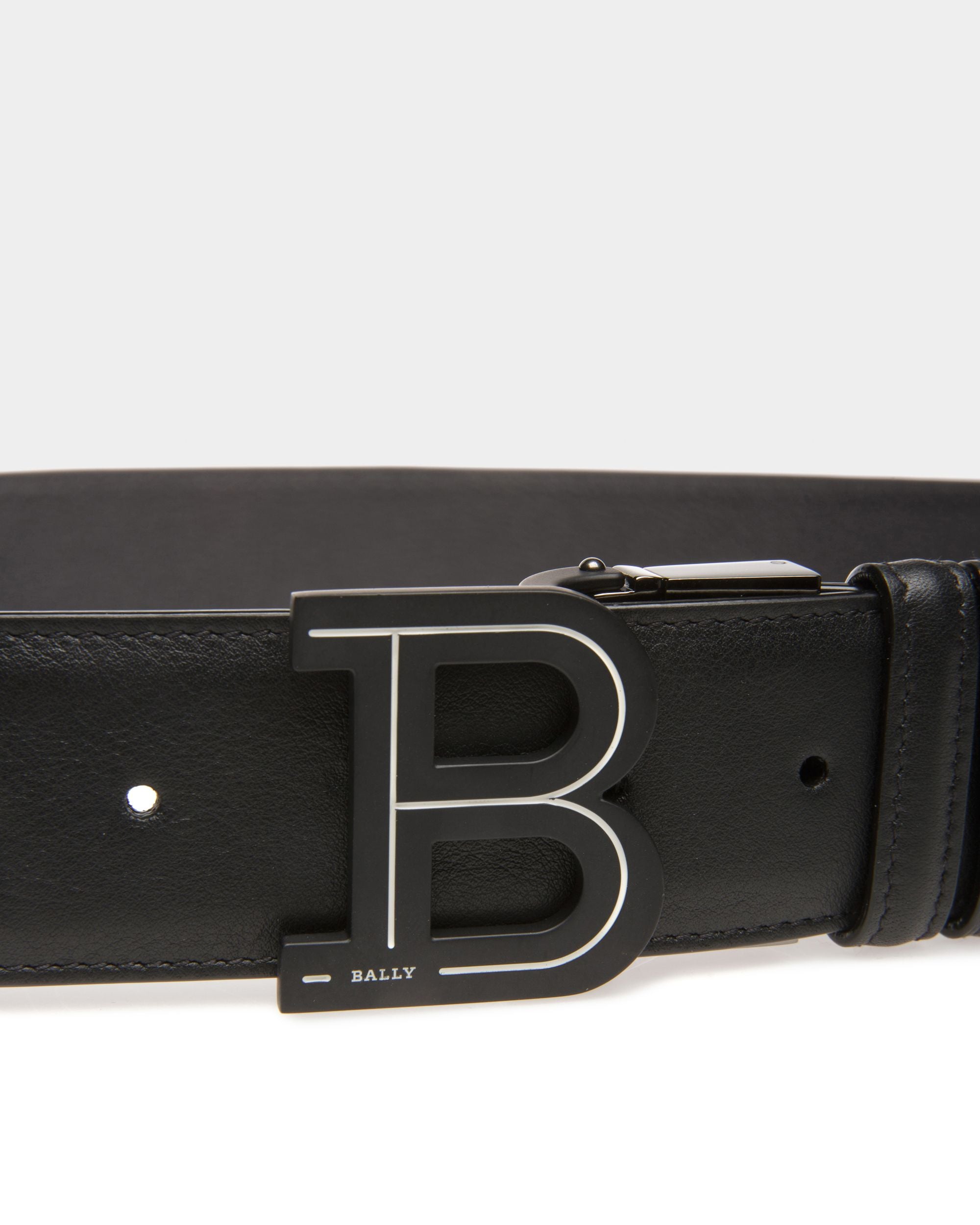 B Buckle Leather 40Mm Belt In Black - Men's - Bally - 03