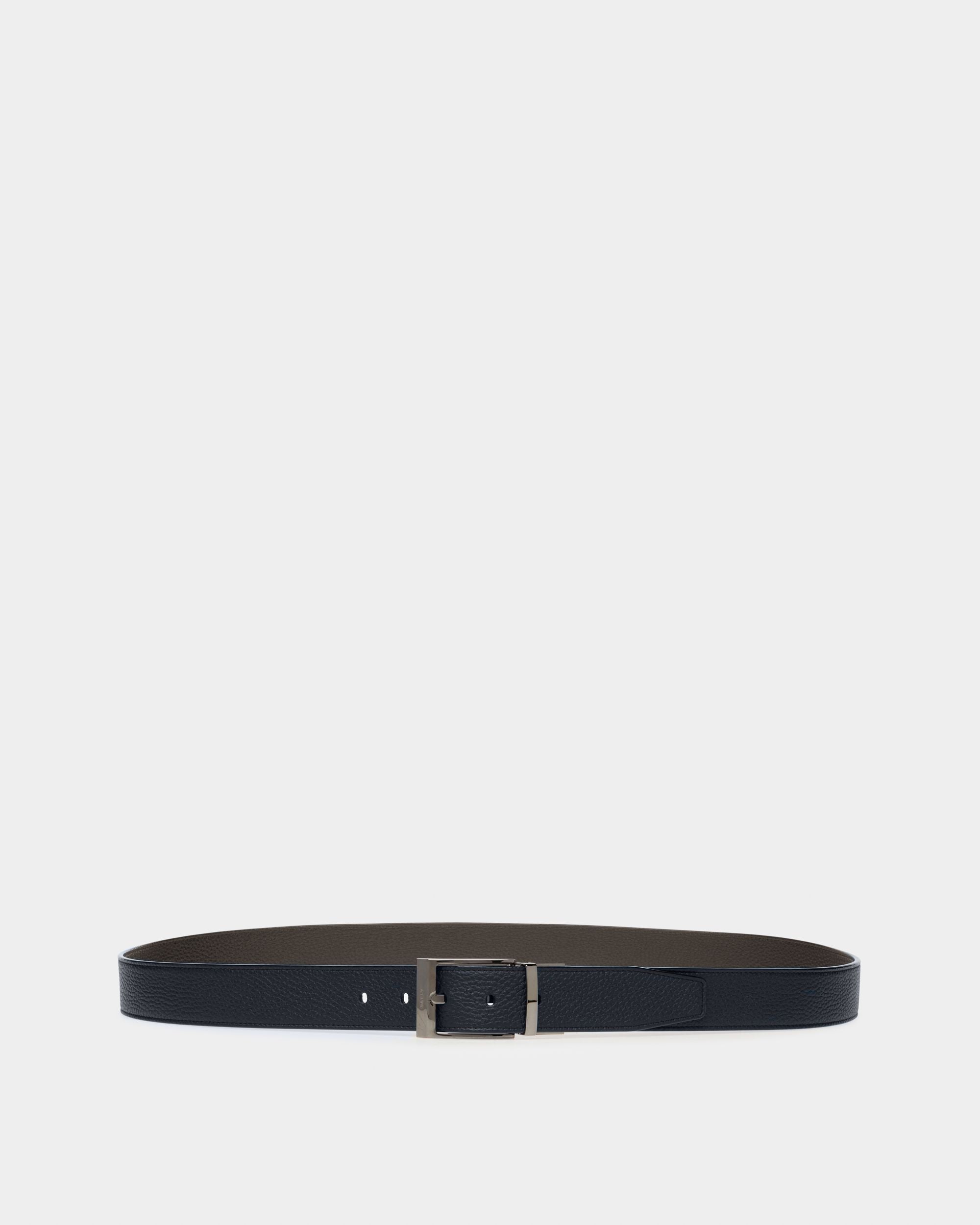 Shiff Leather 35mm Belt In Navy And Black - Men's - Bally - 01