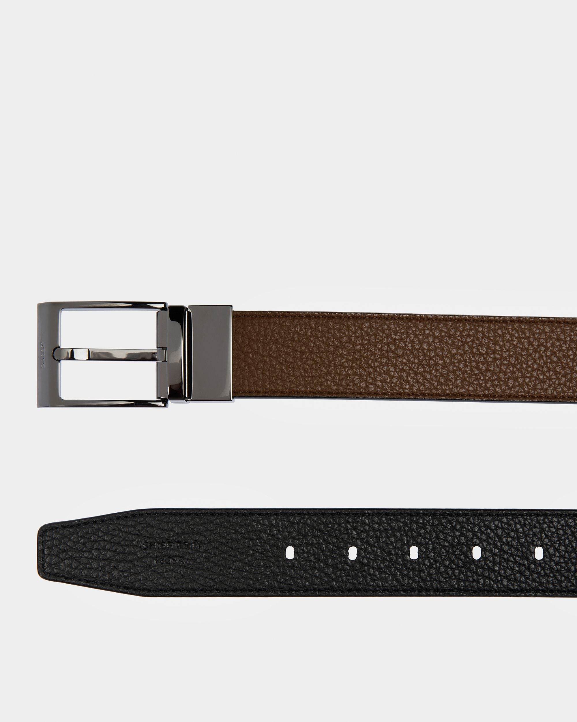 Shiff Leather Belt In Brown And Black - Men's - Bally - 02