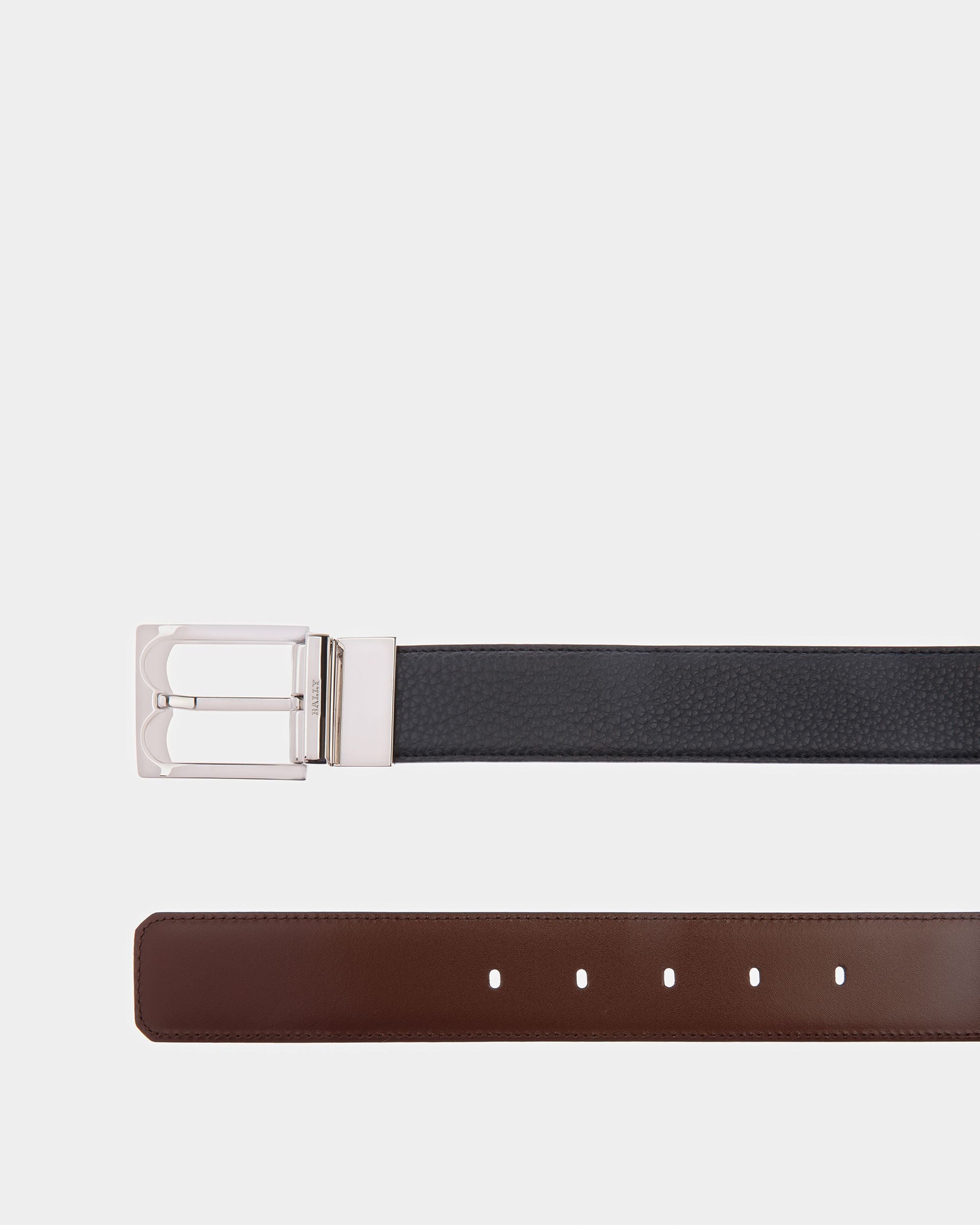Belmond Leather Belt In Midnight Blue And Brown - Men's - Bally - 03