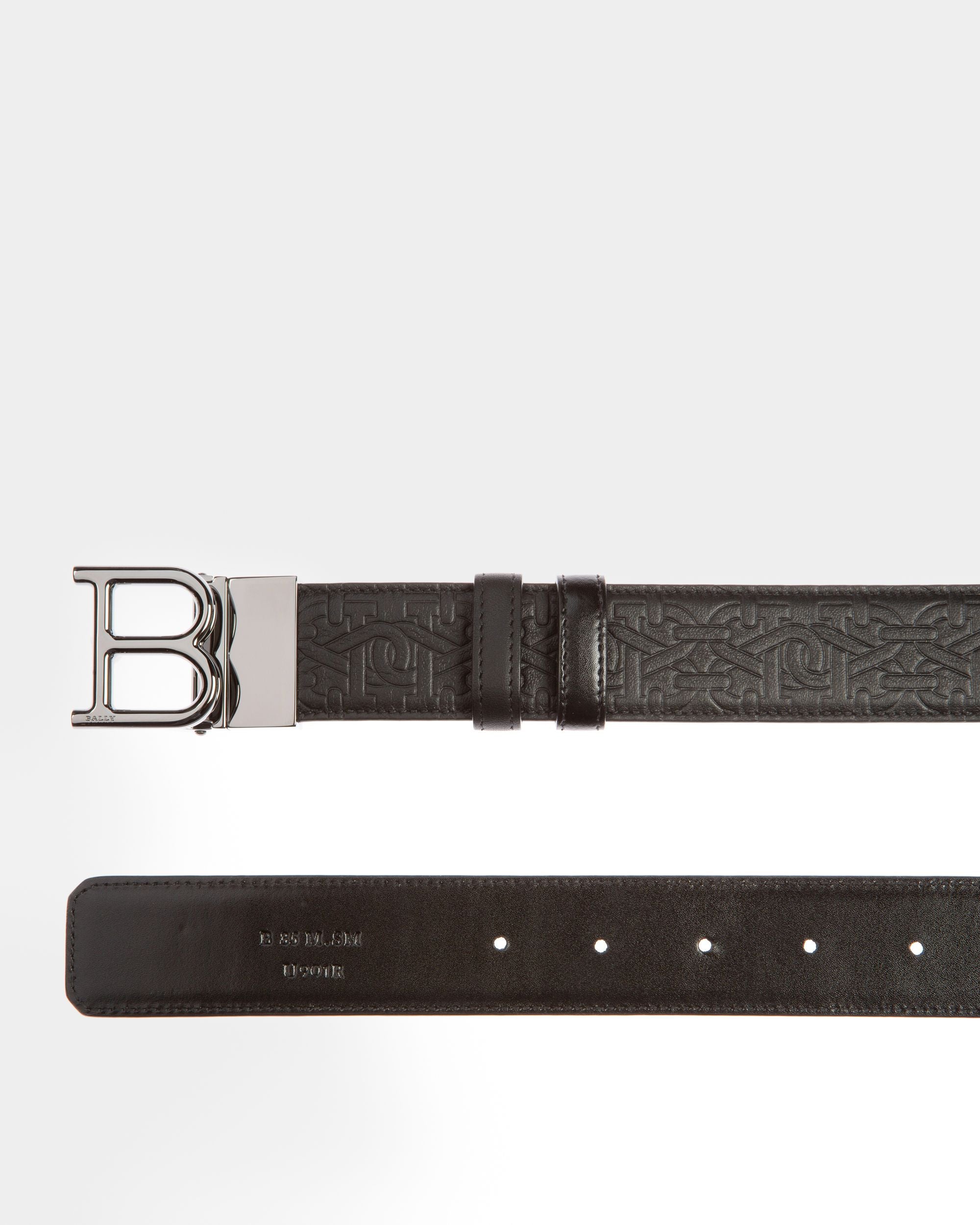 B Buckle Leather 35Mm Belt In Black - Men's - Bally - 02