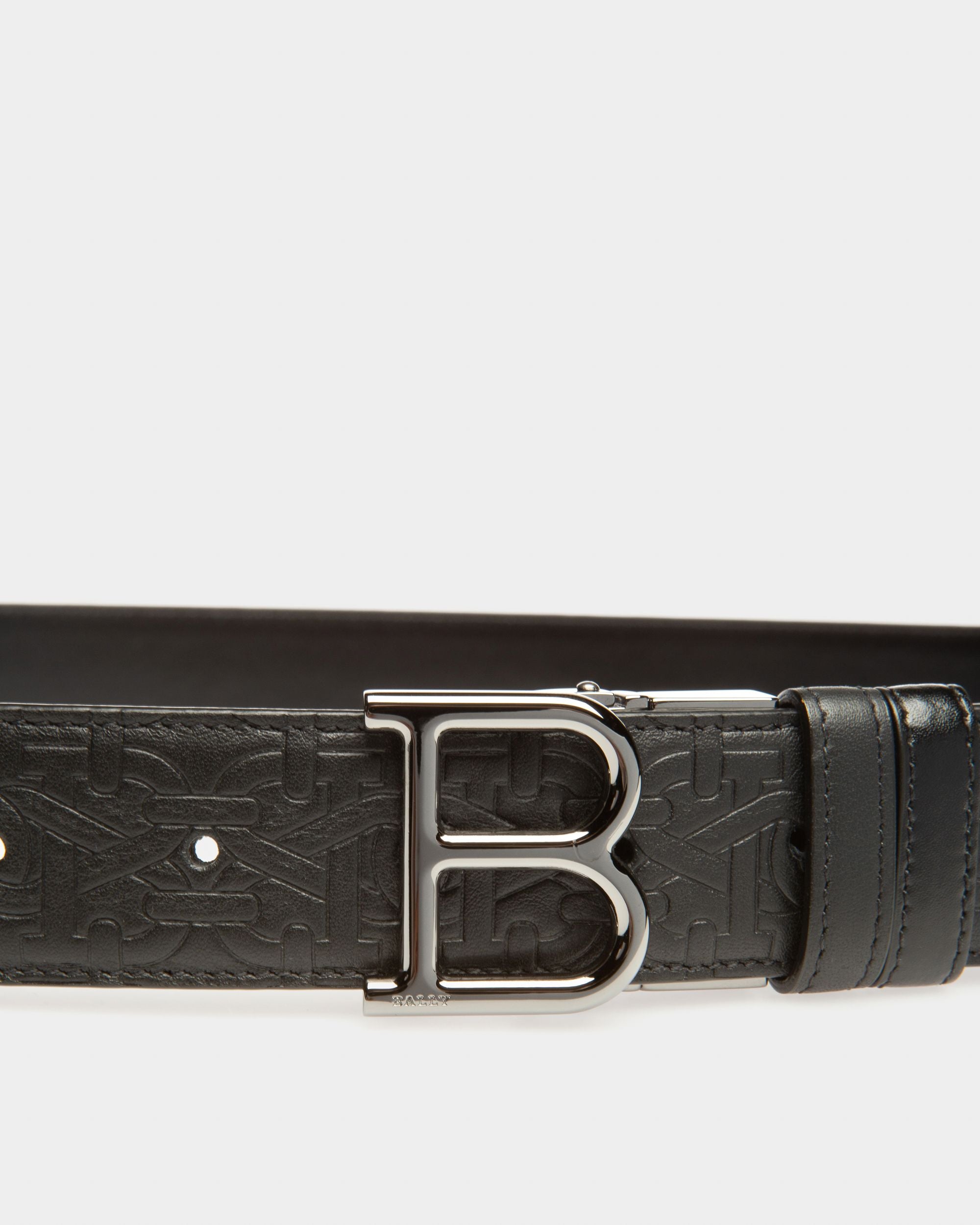 B Buckle Leather 35Mm Belt In Black - Men's - Bally - 03