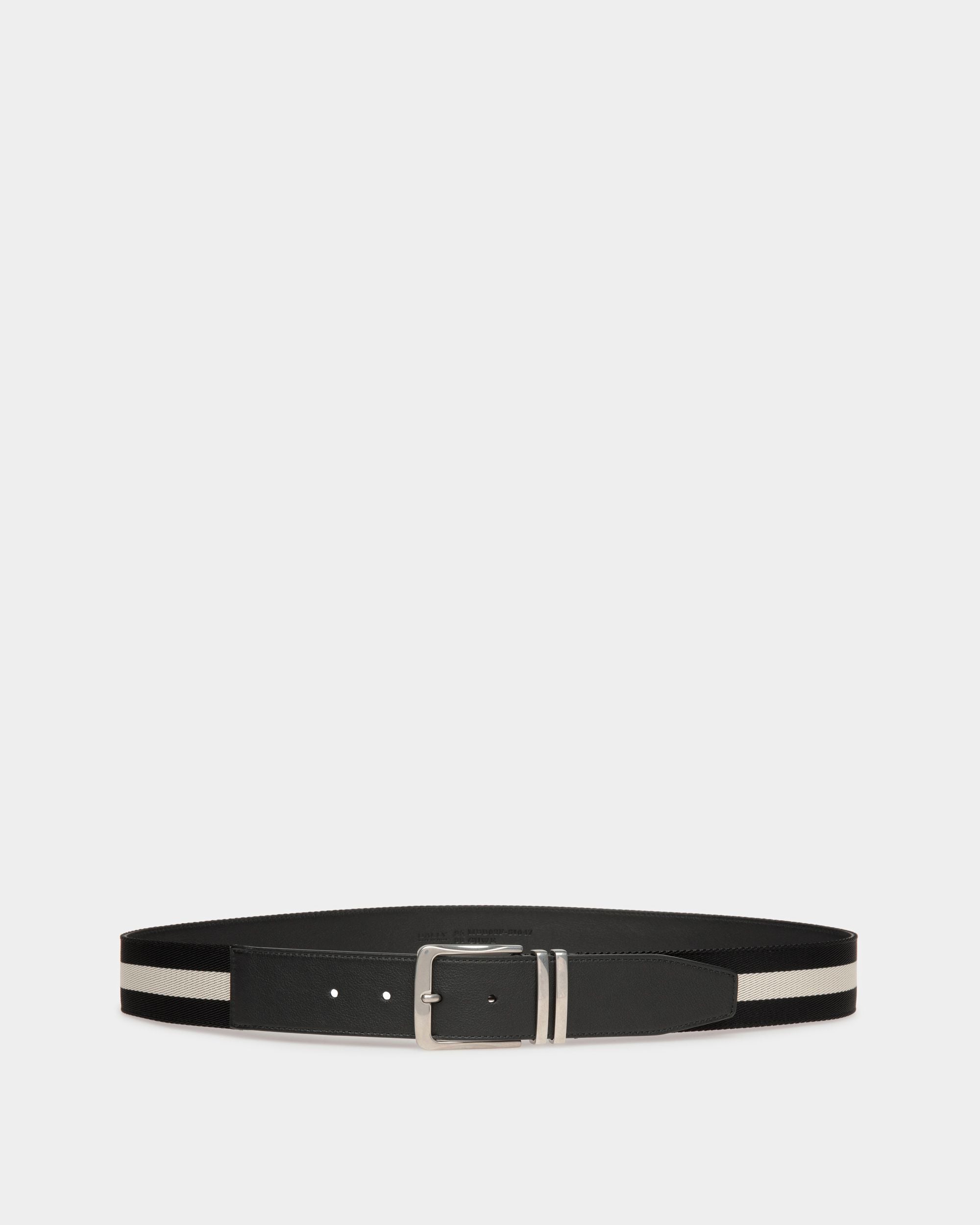 Casual Fixed 40mm Belt In Black Fabric And Leather - Men's - Bally - 01