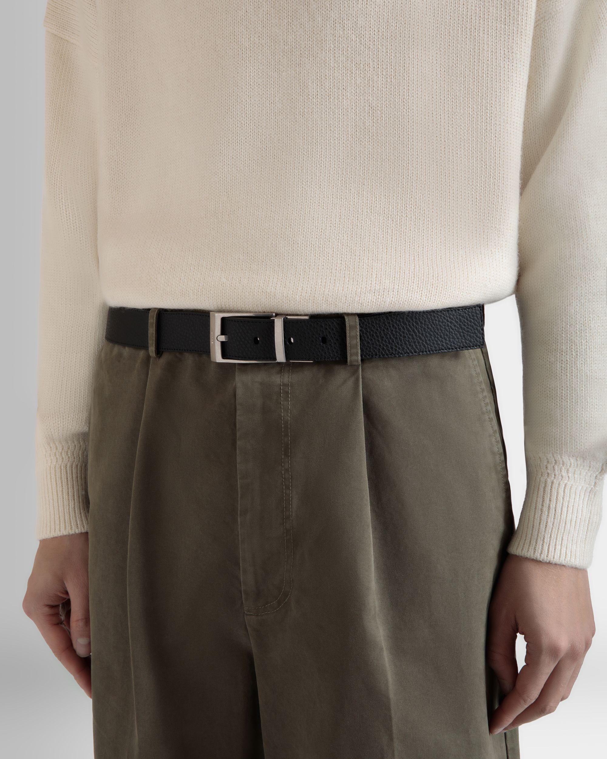 Dress Belt In Brown And Black Leather - Men's - Bally - 04