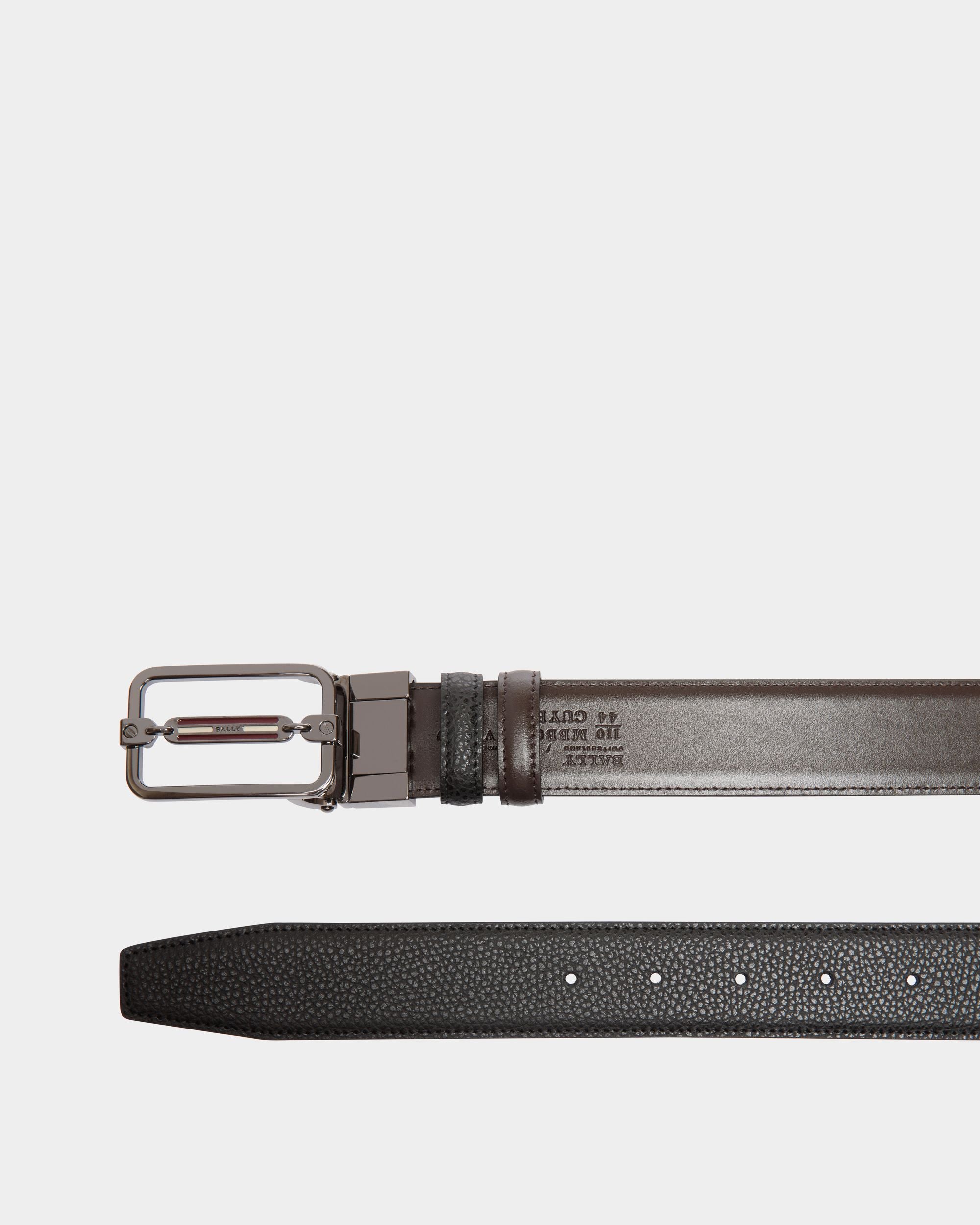 Adjustable-Reversible Belt In Black Bovine Split - Men's - Bally - 02
