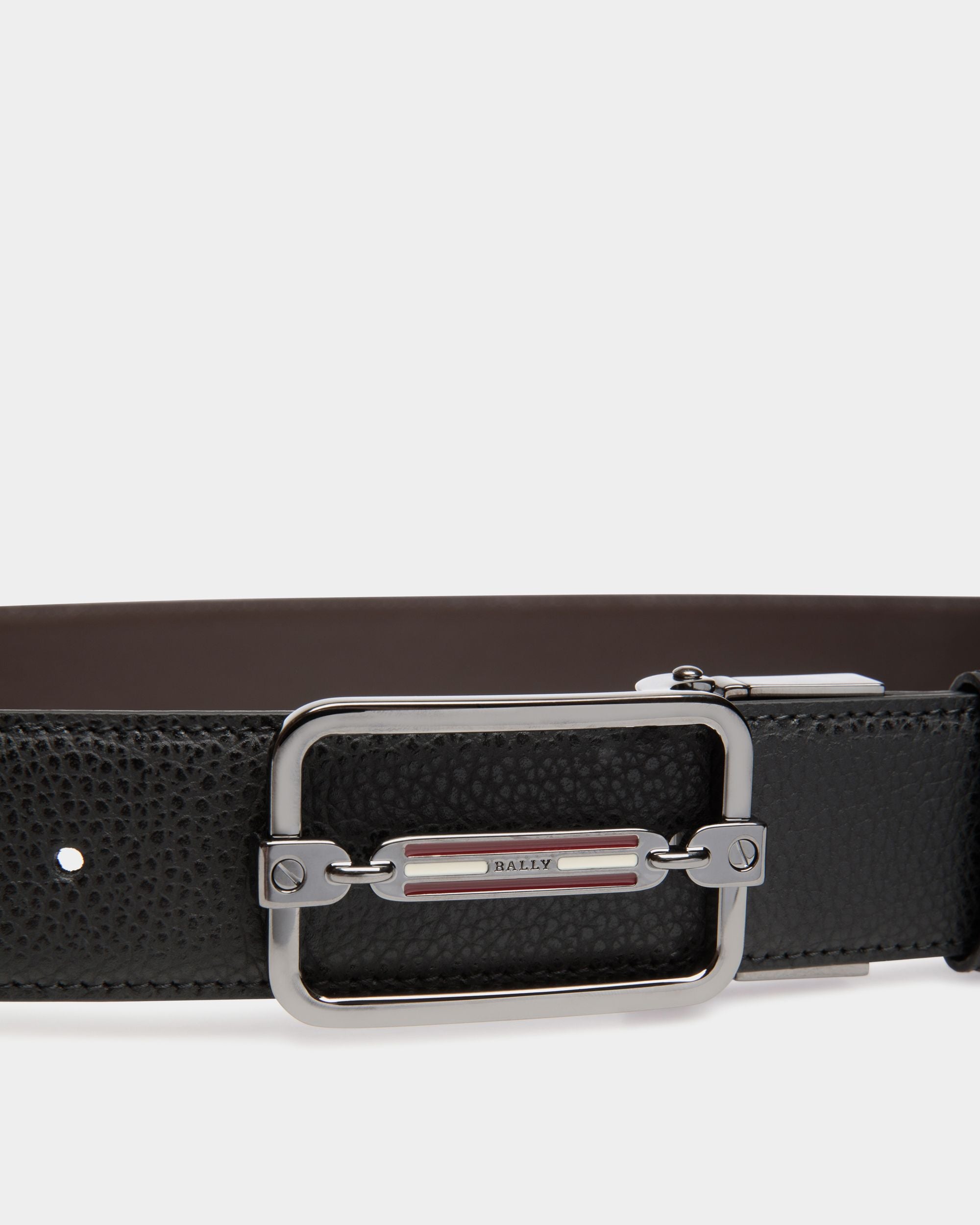 Adjustable-Reversible Belt In Black Bovine Split - Men's - Bally - 03