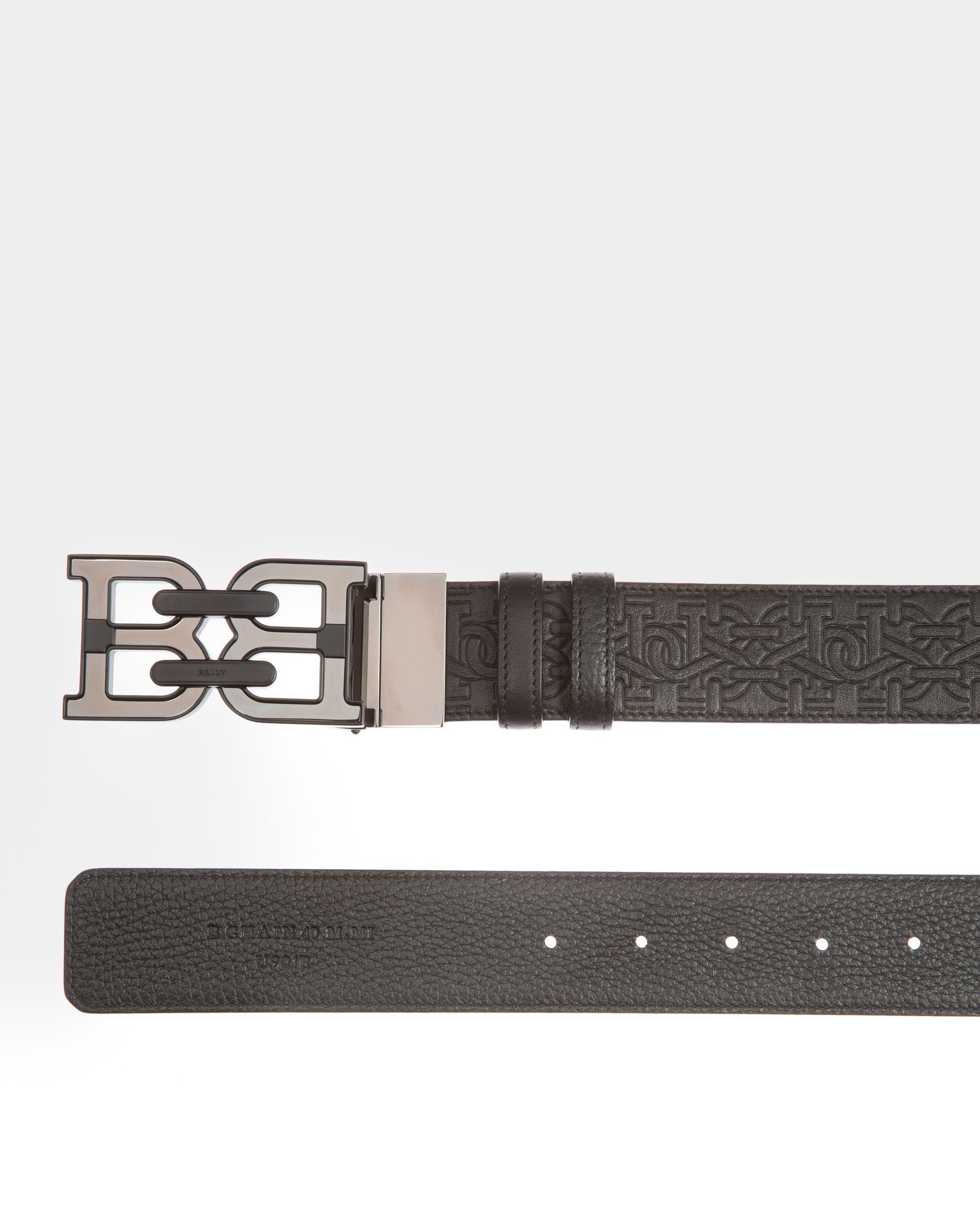 B-Chain Leather 40Mm Belt In Black - Men's - Bally - 02