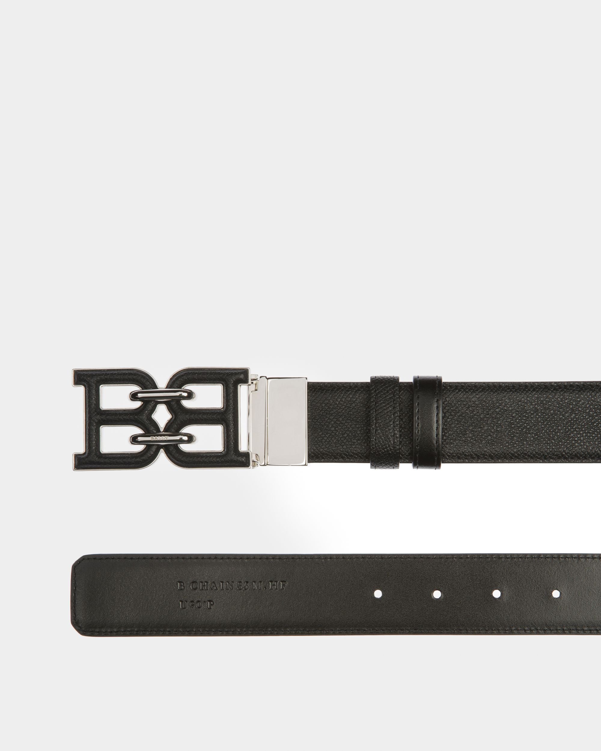B-Chain Leather 35mm Belt In Black - Men's - Bally - 02