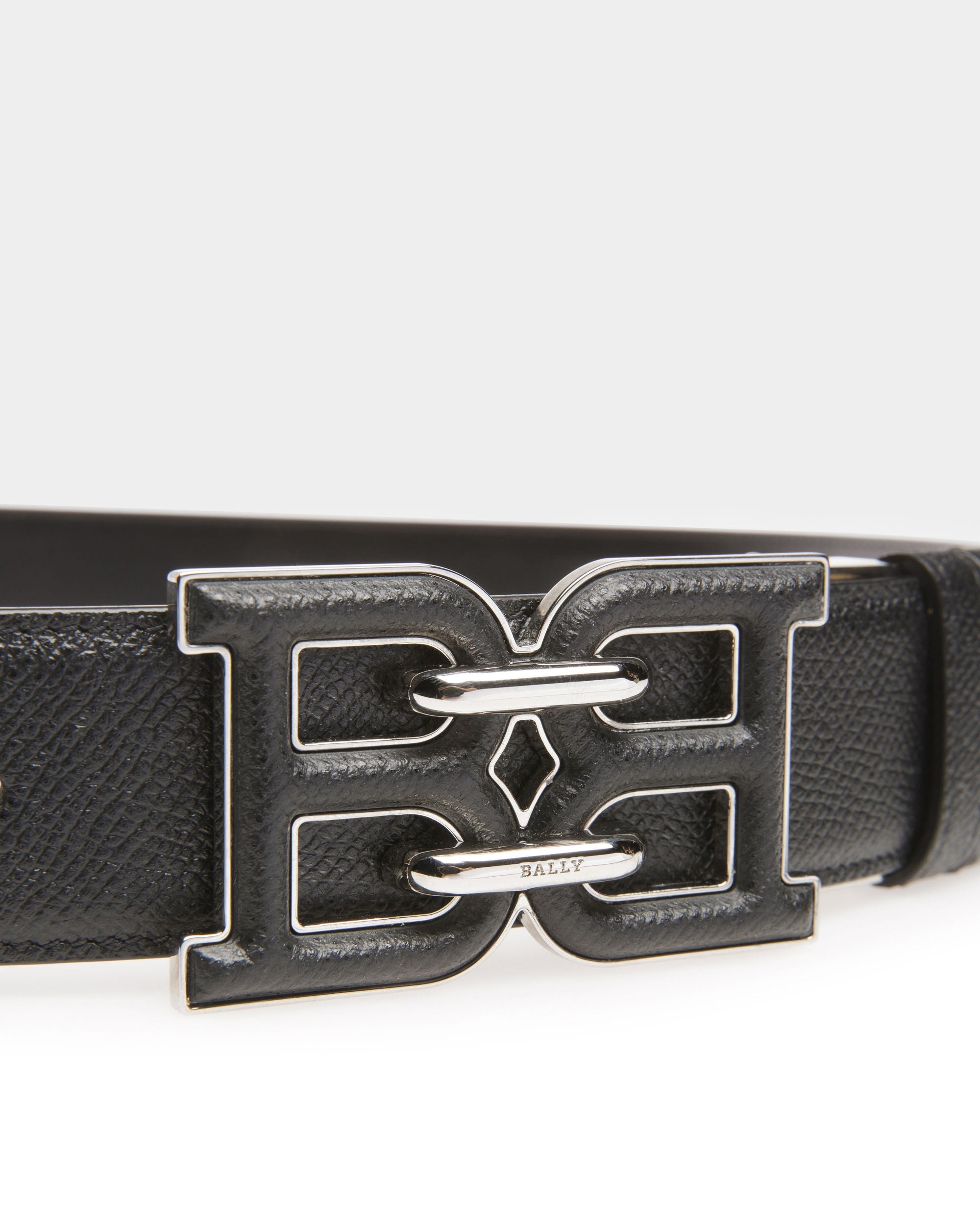 B-Chain Leather 35mm Belt In Black - Men's - Bally - 03