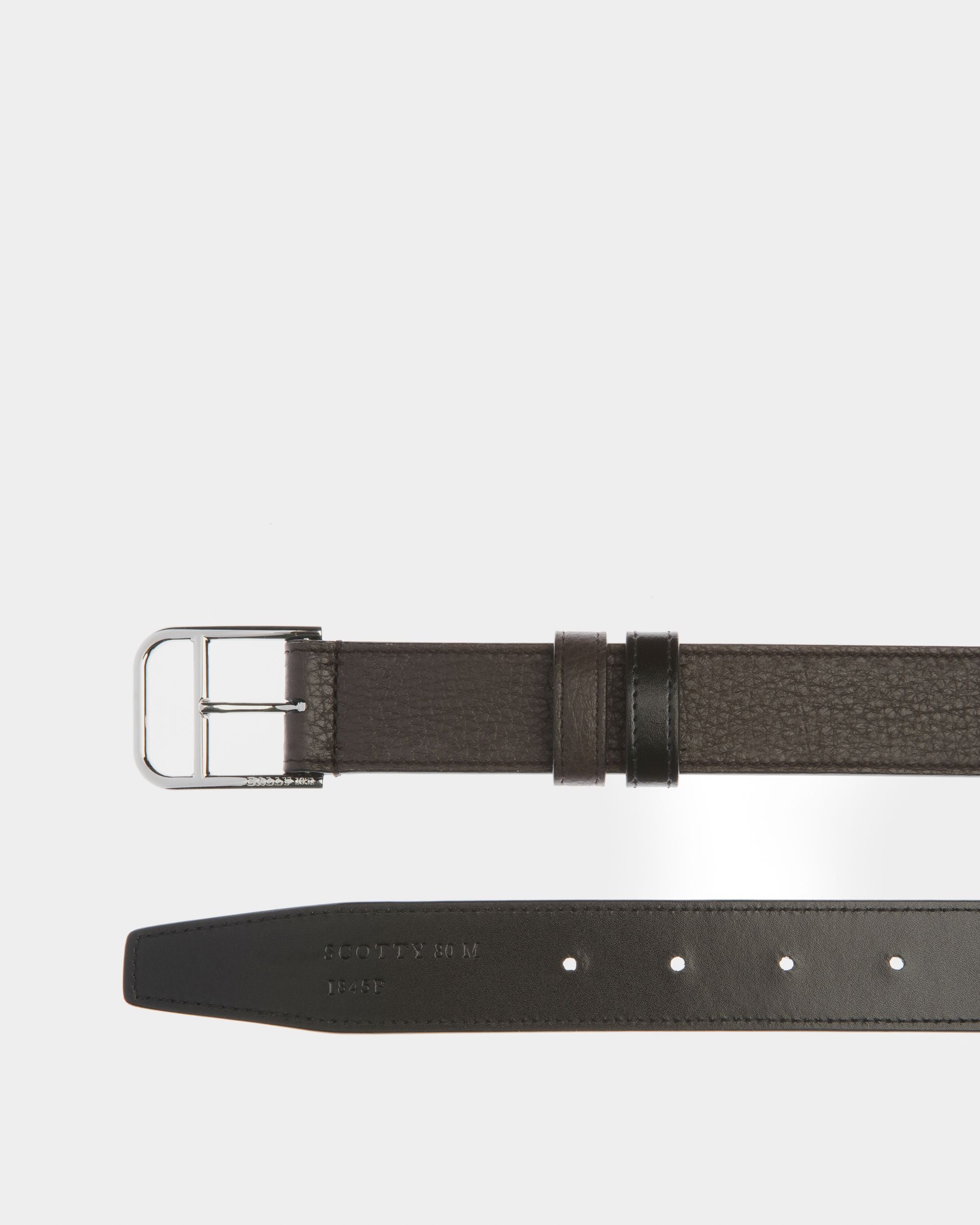 Scotty Leather 30mm Belt In Ebony Brown & Black - Men's - Bally - 02