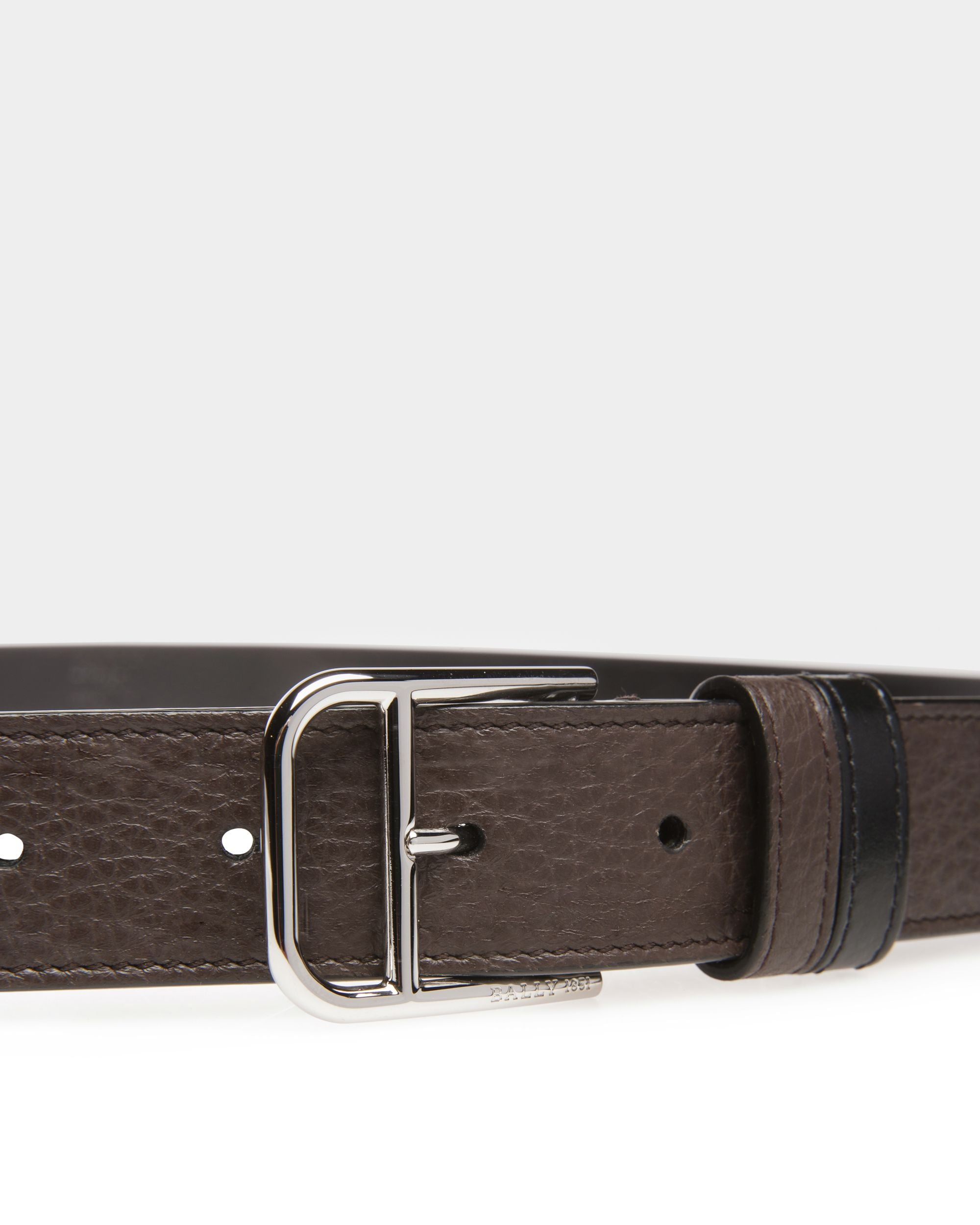 Scotty Leather 30mm Belt In Ebony Brown & Black - Men's - Bally - 03