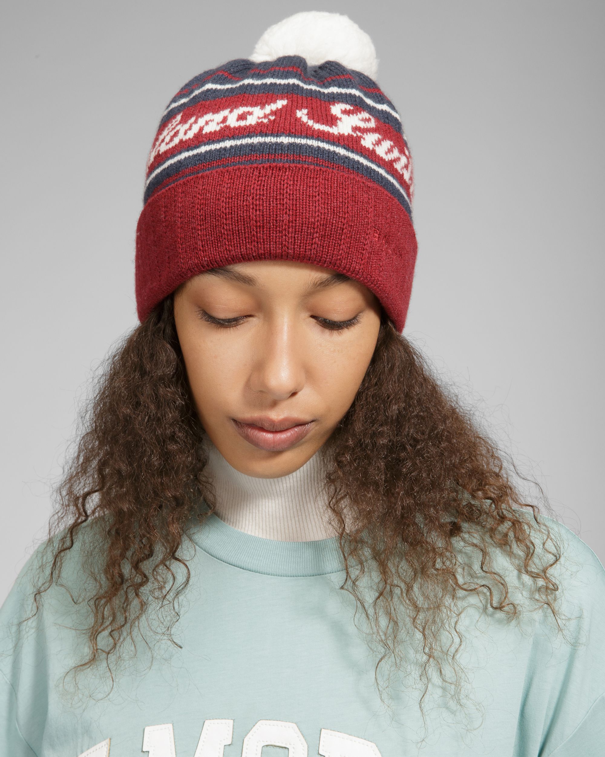 Wool Jacquard Hat In Red & Navy - Men's - Bally - 05