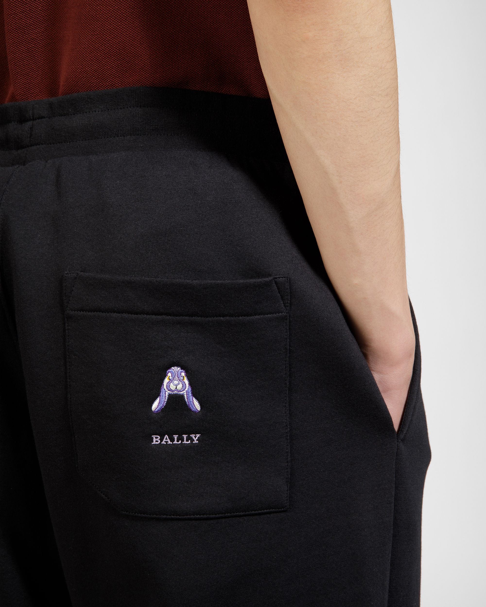 Rabbit Logo Sweatpants Cotton Blend Pants In Black - Men's - Bally - 03