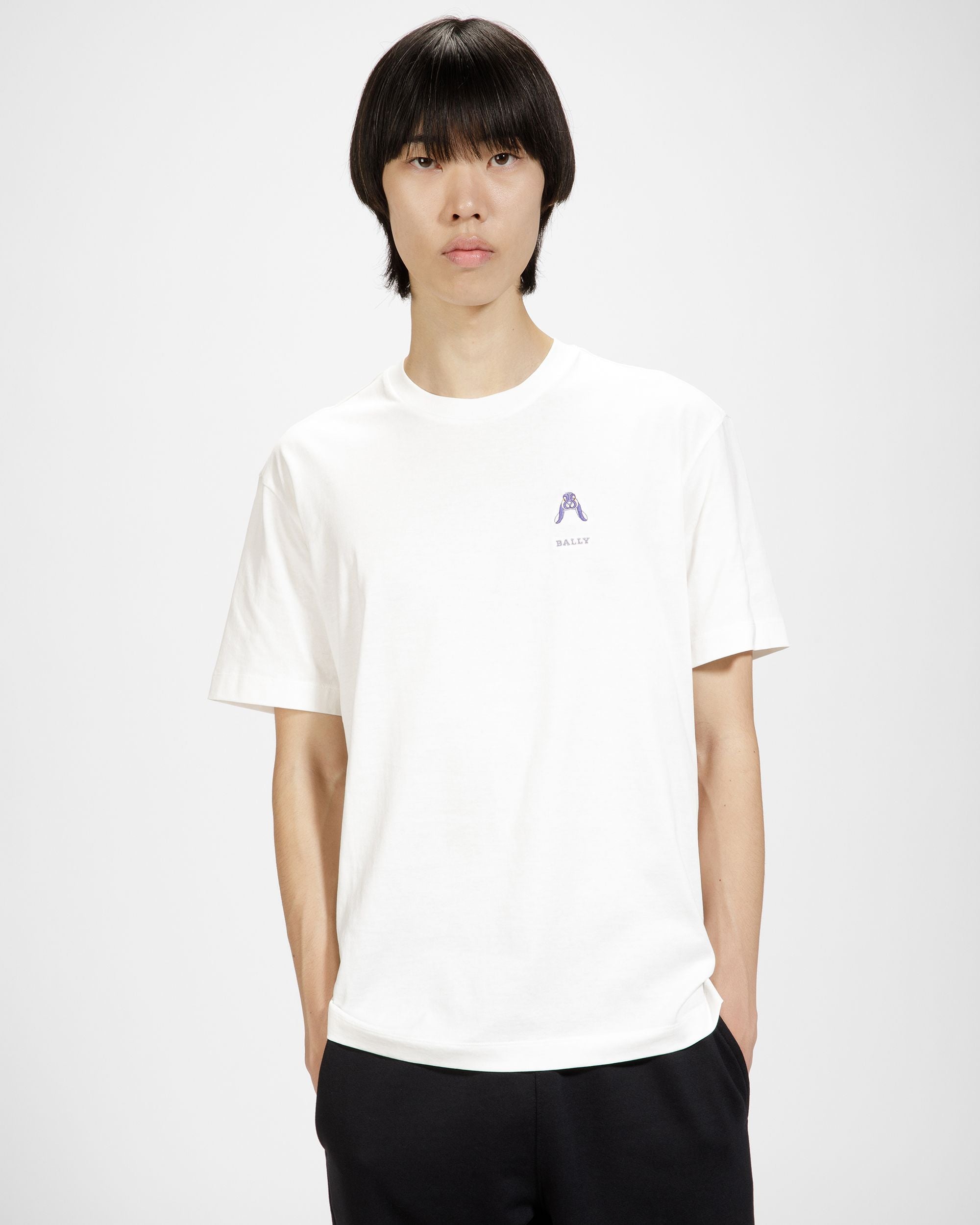 Embroidered Rabbit Logo T-Shirt - Men's - Bally - 01