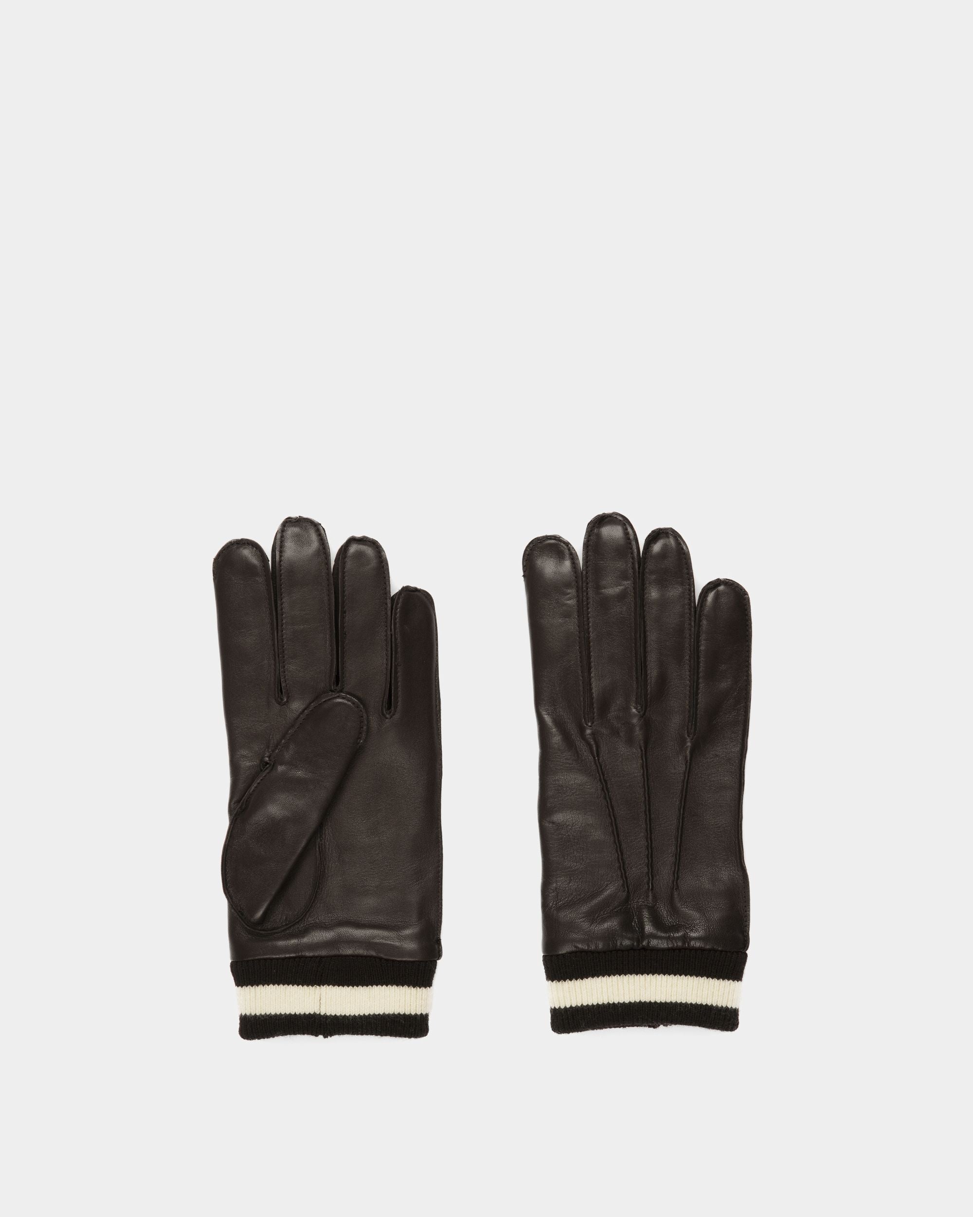 Stripe Gloves In Black Leather - Men's - Bally - 01