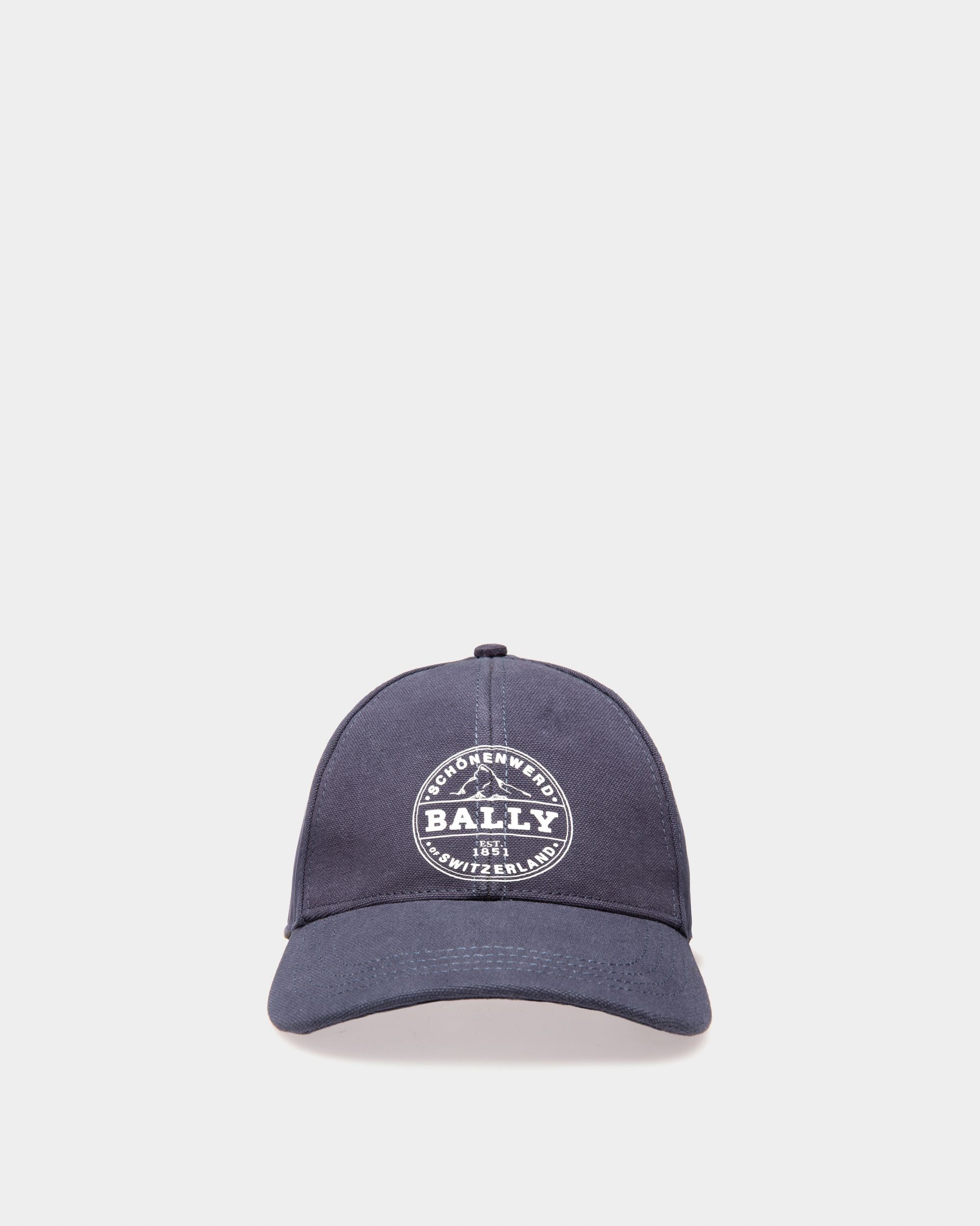 Organic Cotton Baseball Cap In Navy - Men's - Bally - 01