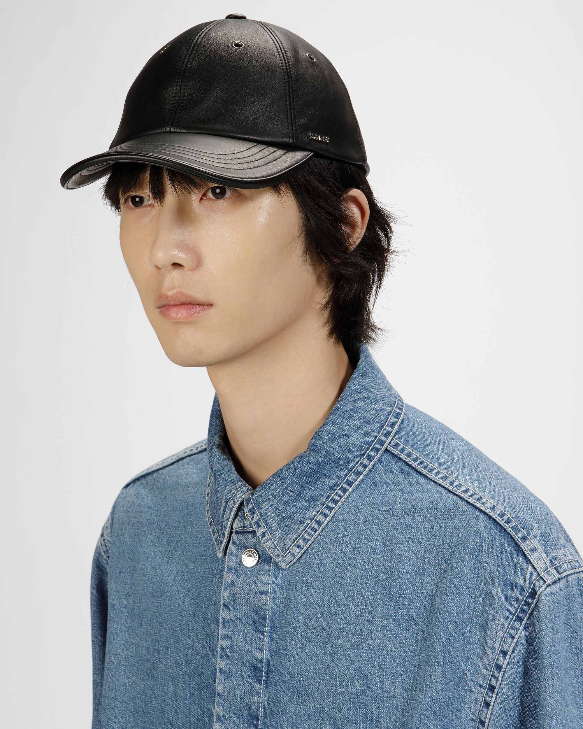 Leather Baseball Cap In Black - Men's - Bally - 01