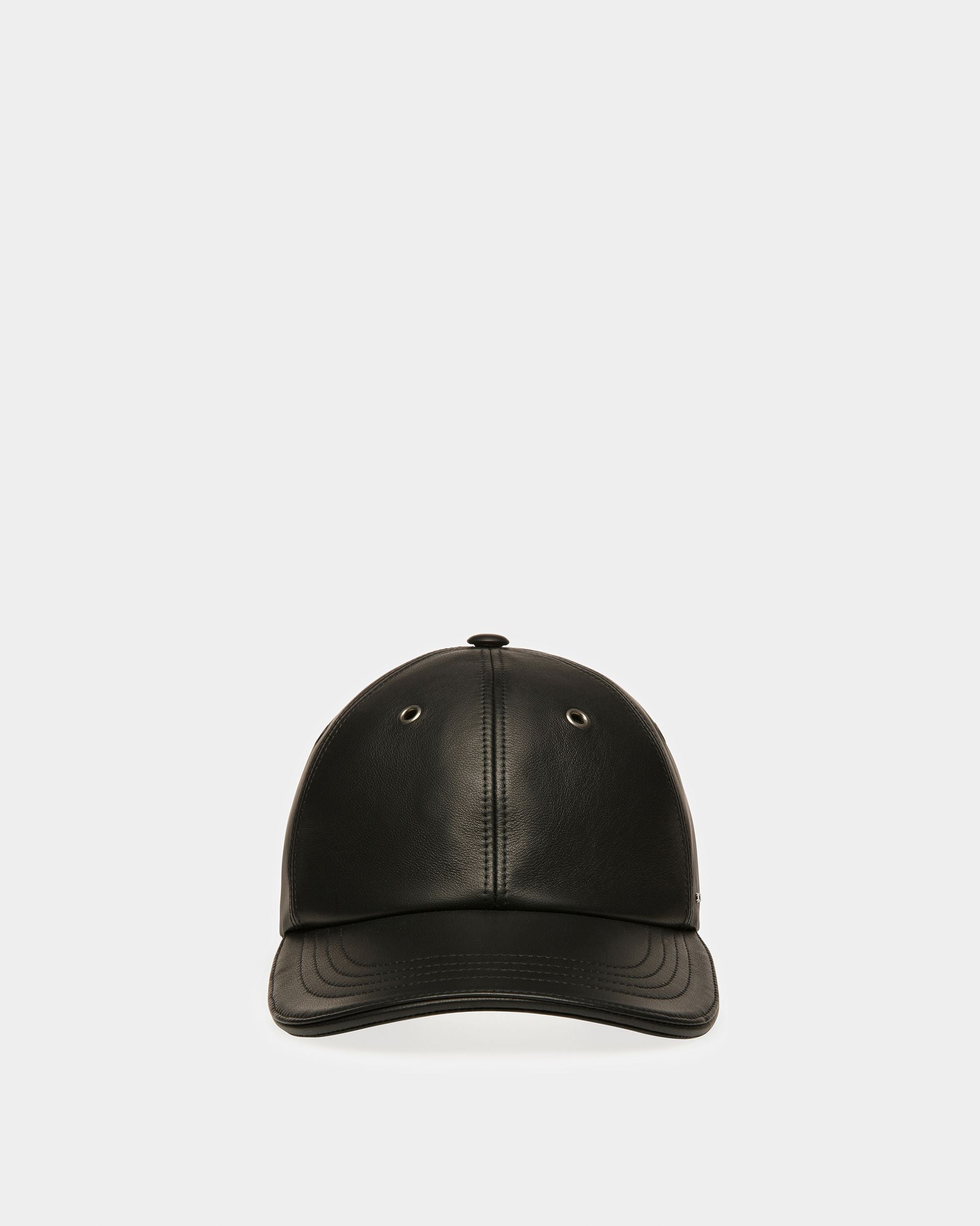 Leather Baseball Cap In Black - Men's - Bally - 03