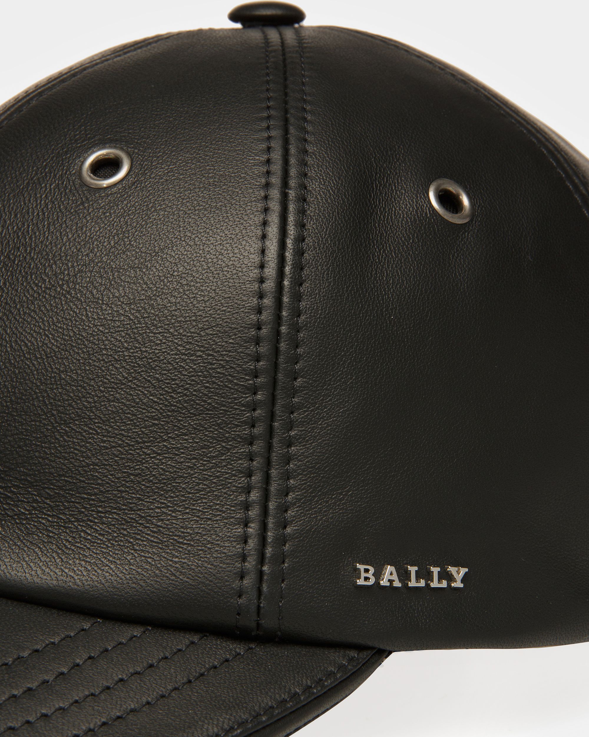 Leather Baseball Cap In Black - Men's - Bally - 05