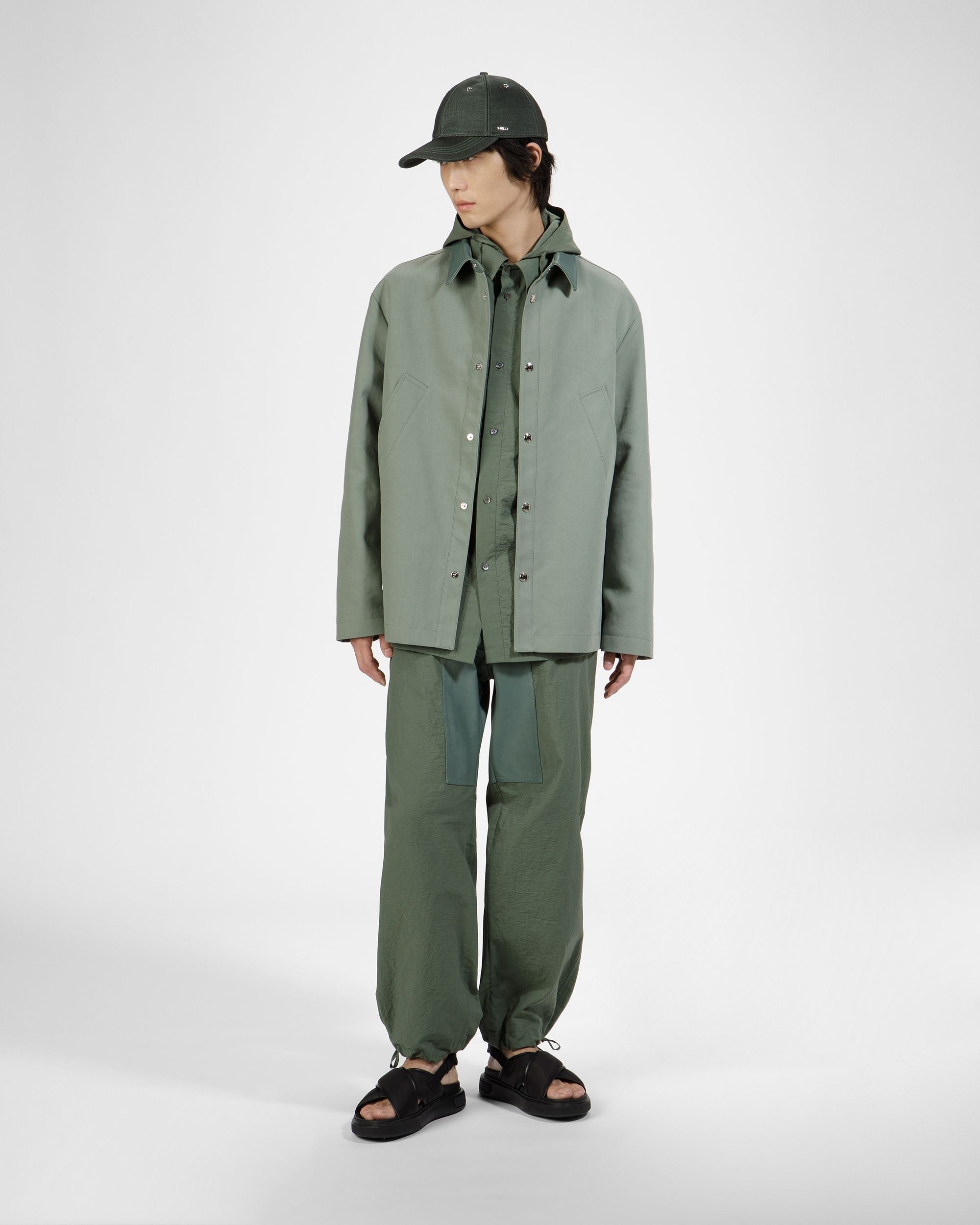Cotton Baseball Cap In Sage - Men's - Bally - 02