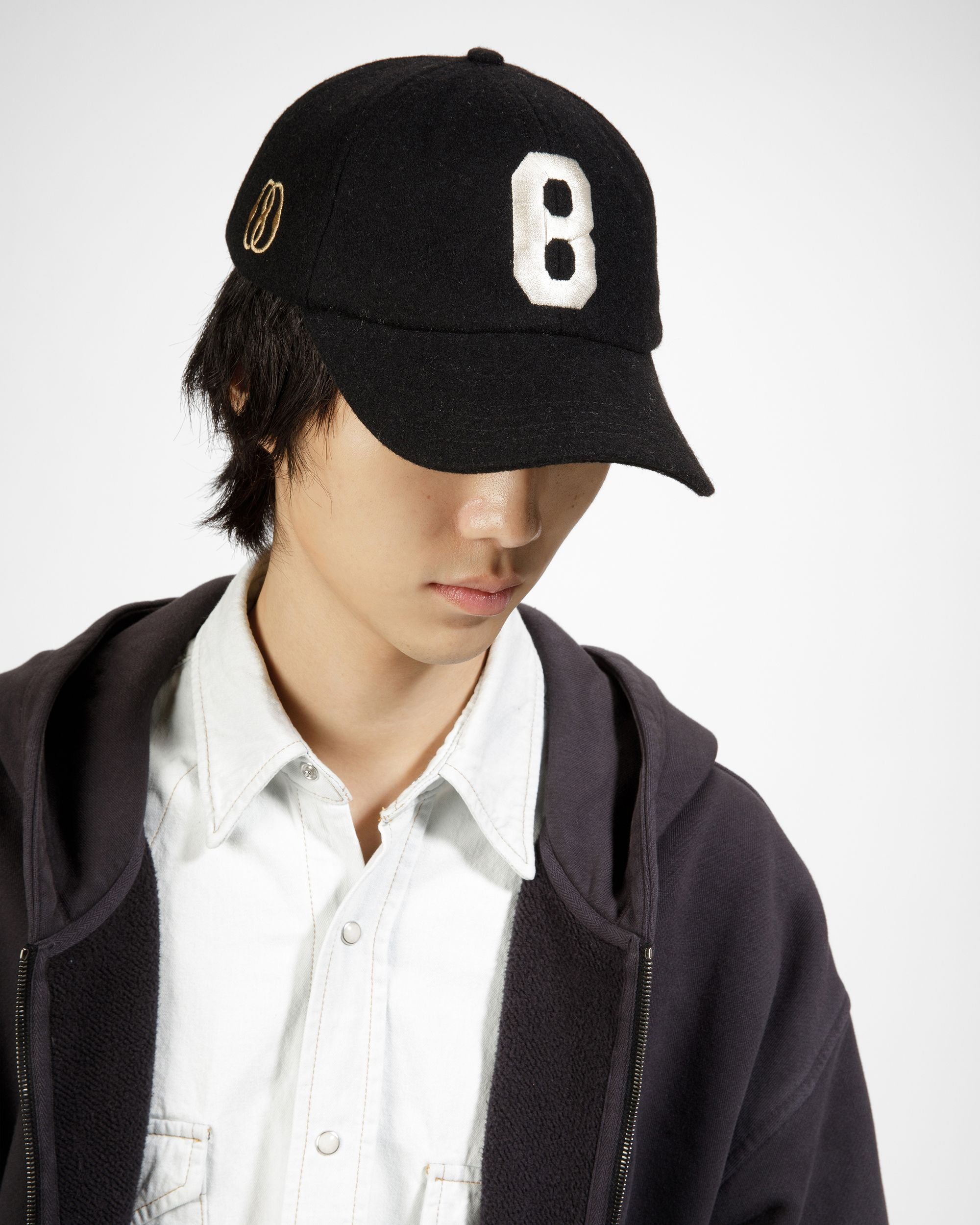 Embroidered Baseball Hat In Black Wool - Men's - Bally - 02