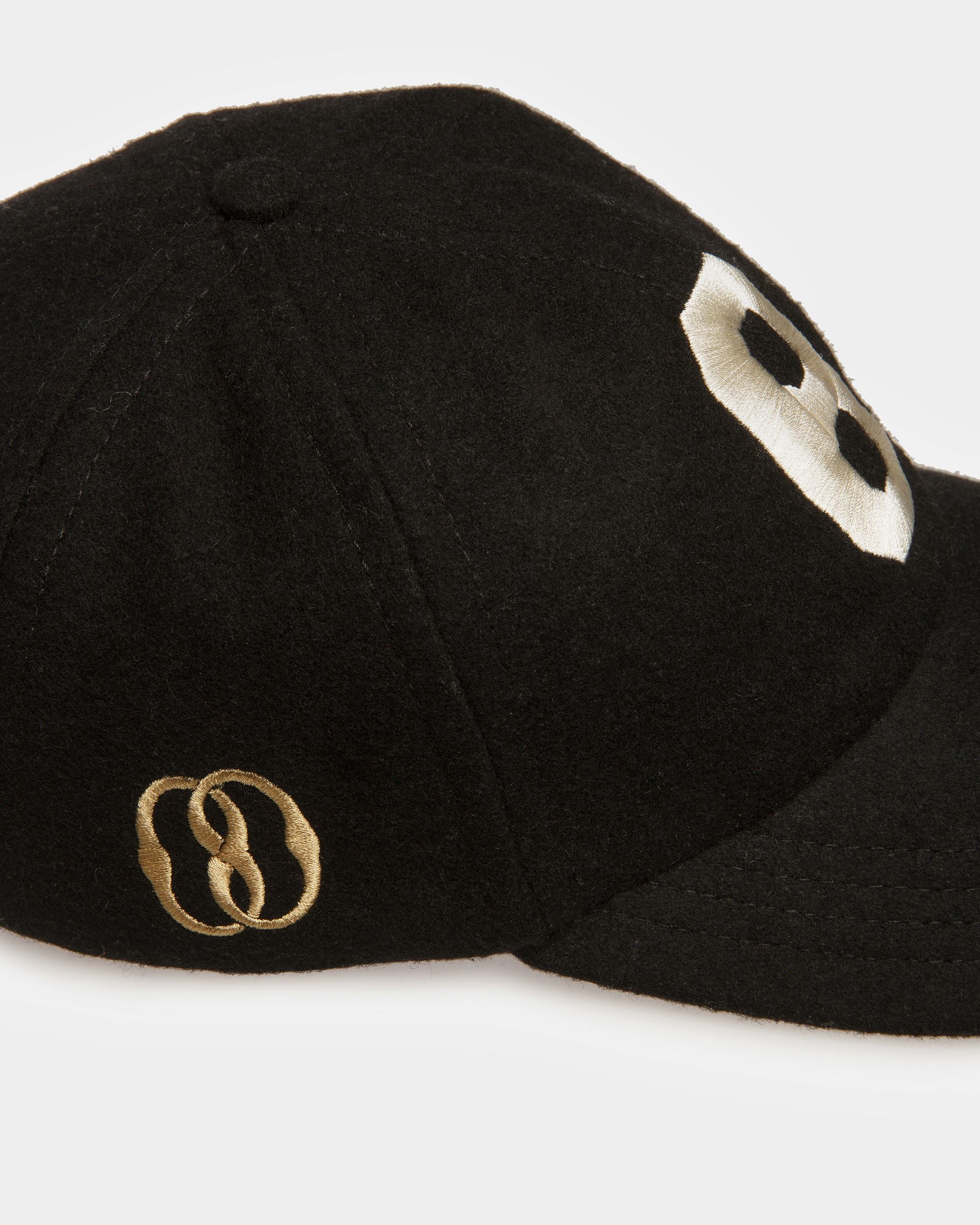 Embroidered Baseball Hat In Black Wool - Men's - Bally - 05