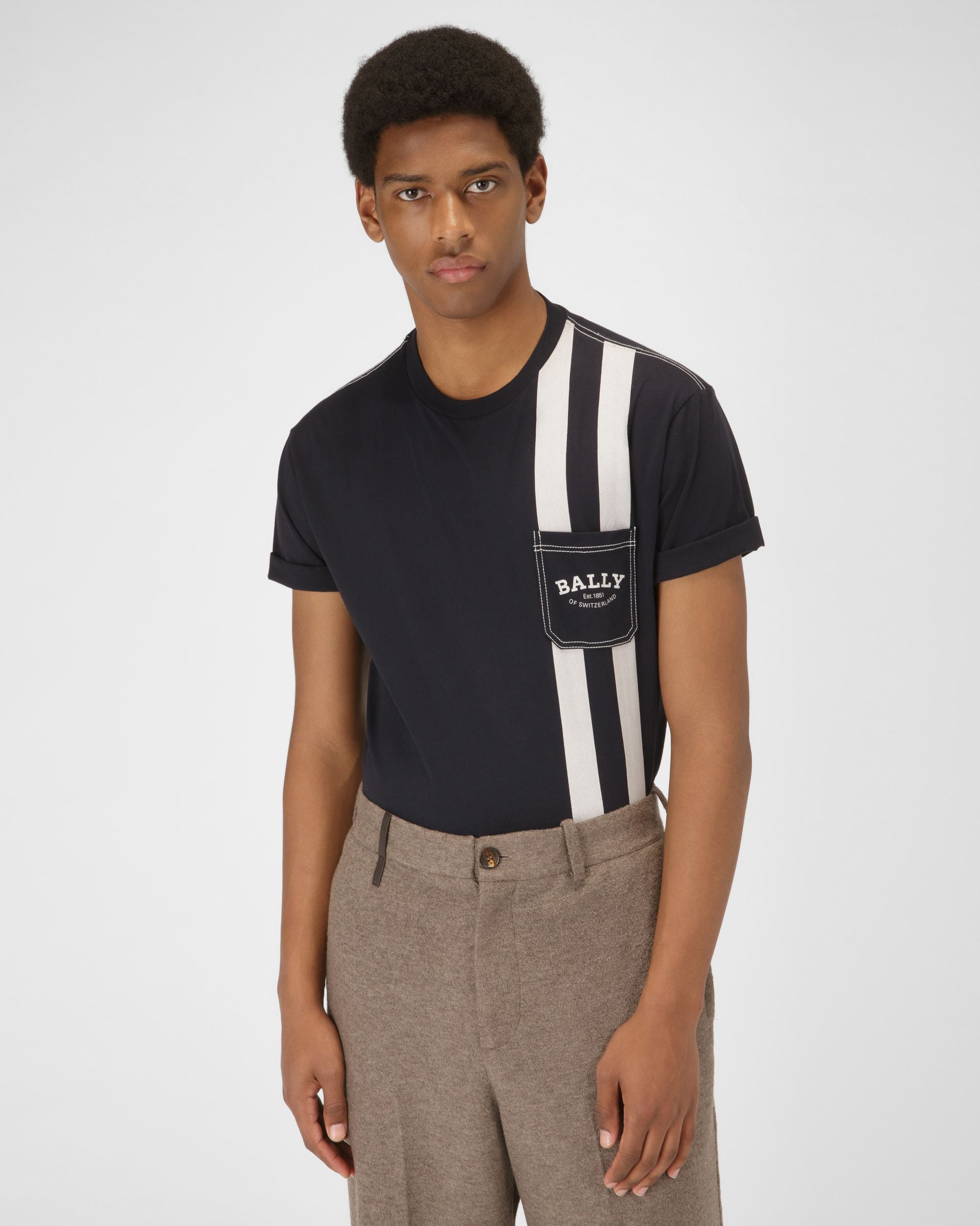 Cotton T-Shirt In Black - Men's - Bally - 01