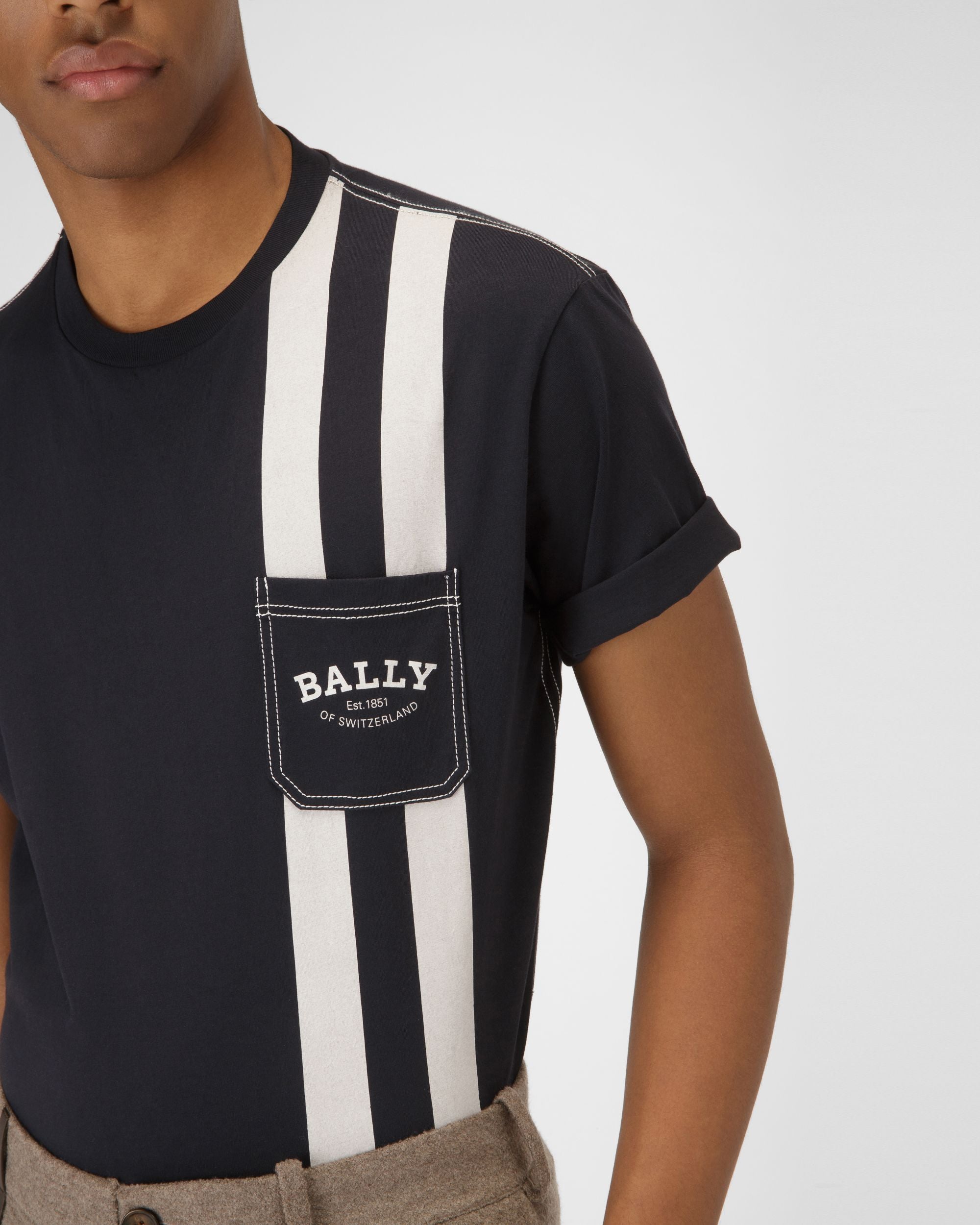 Cotton T-Shirt In Black - Men's - Bally - 02