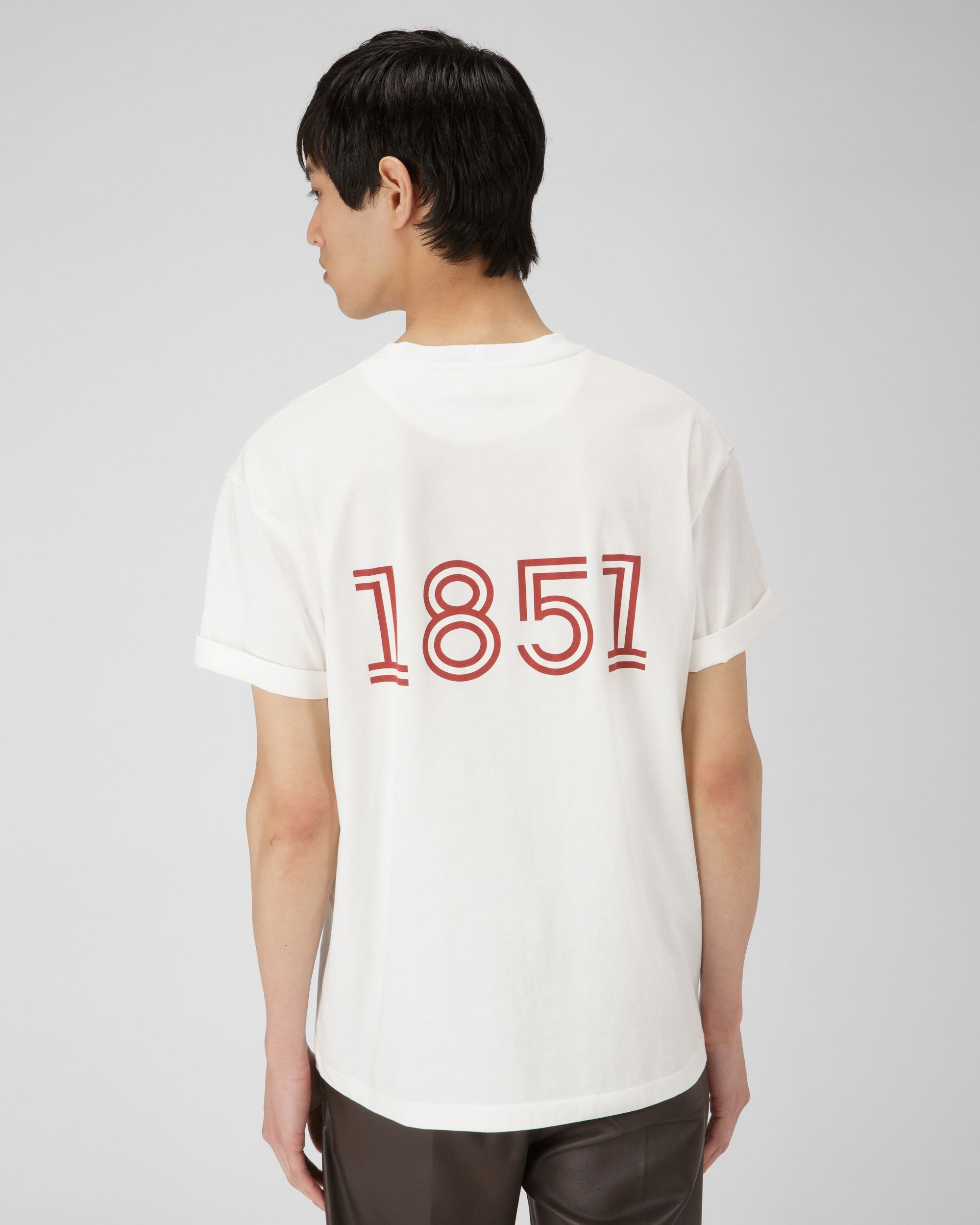 Organic Cotton T-Shirt In Bone - Men's - Bally - 03