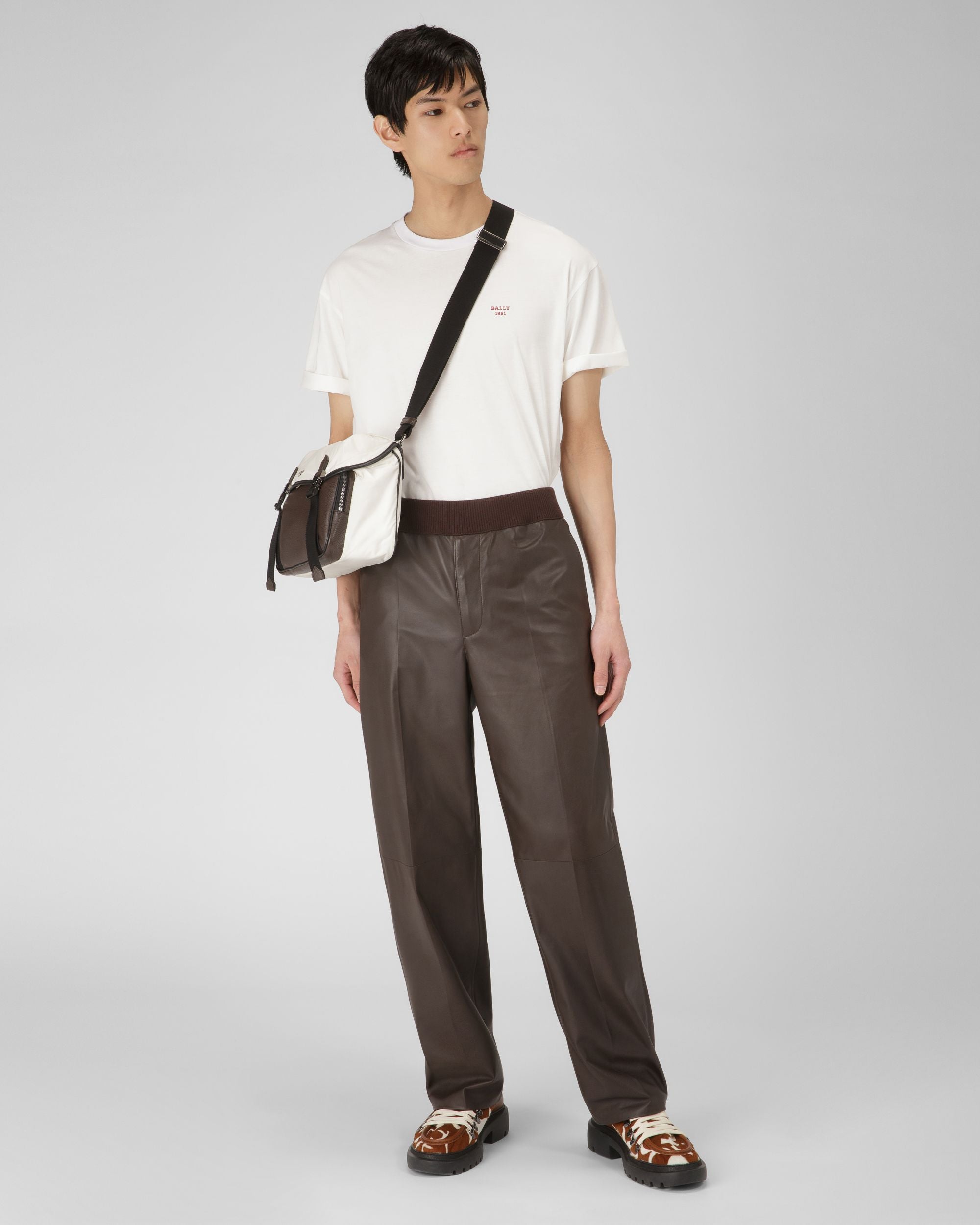 Organic Cotton T-Shirt In Bone - Men's - Bally - 05