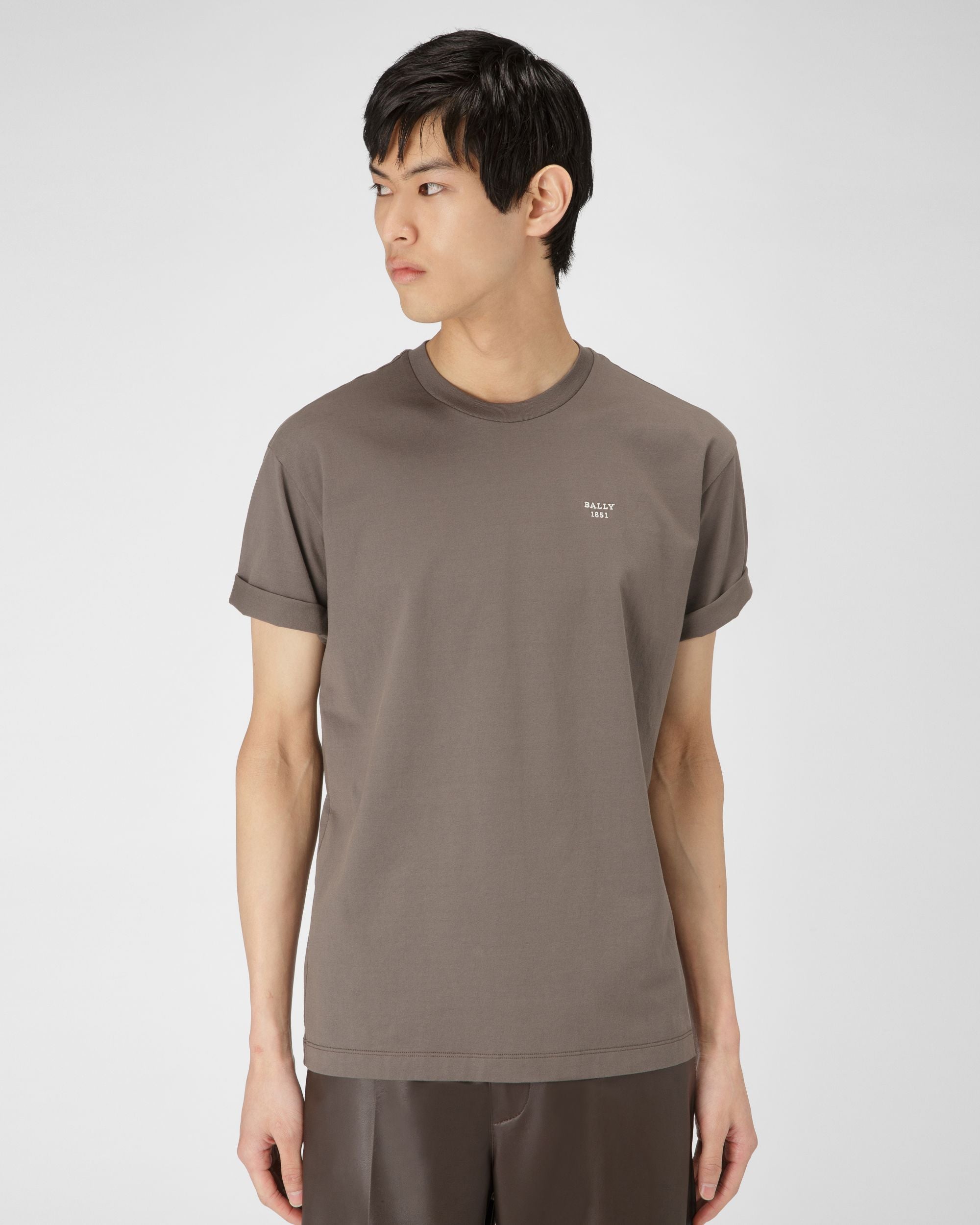 Organic Cotton T-Shirt In Green - Men's - Bally - 01