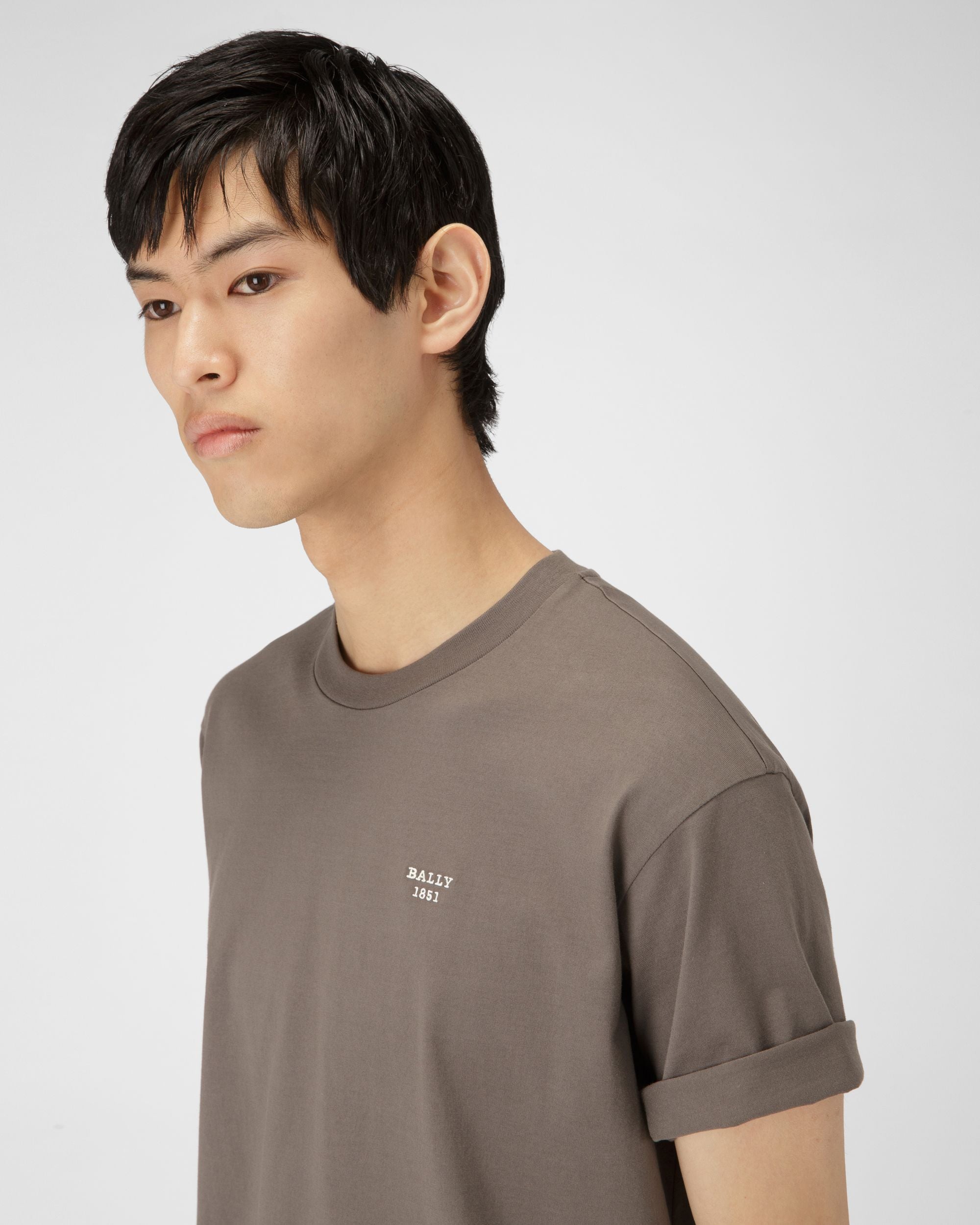 Organic Cotton T-Shirt In Green - Men's - Bally - 02