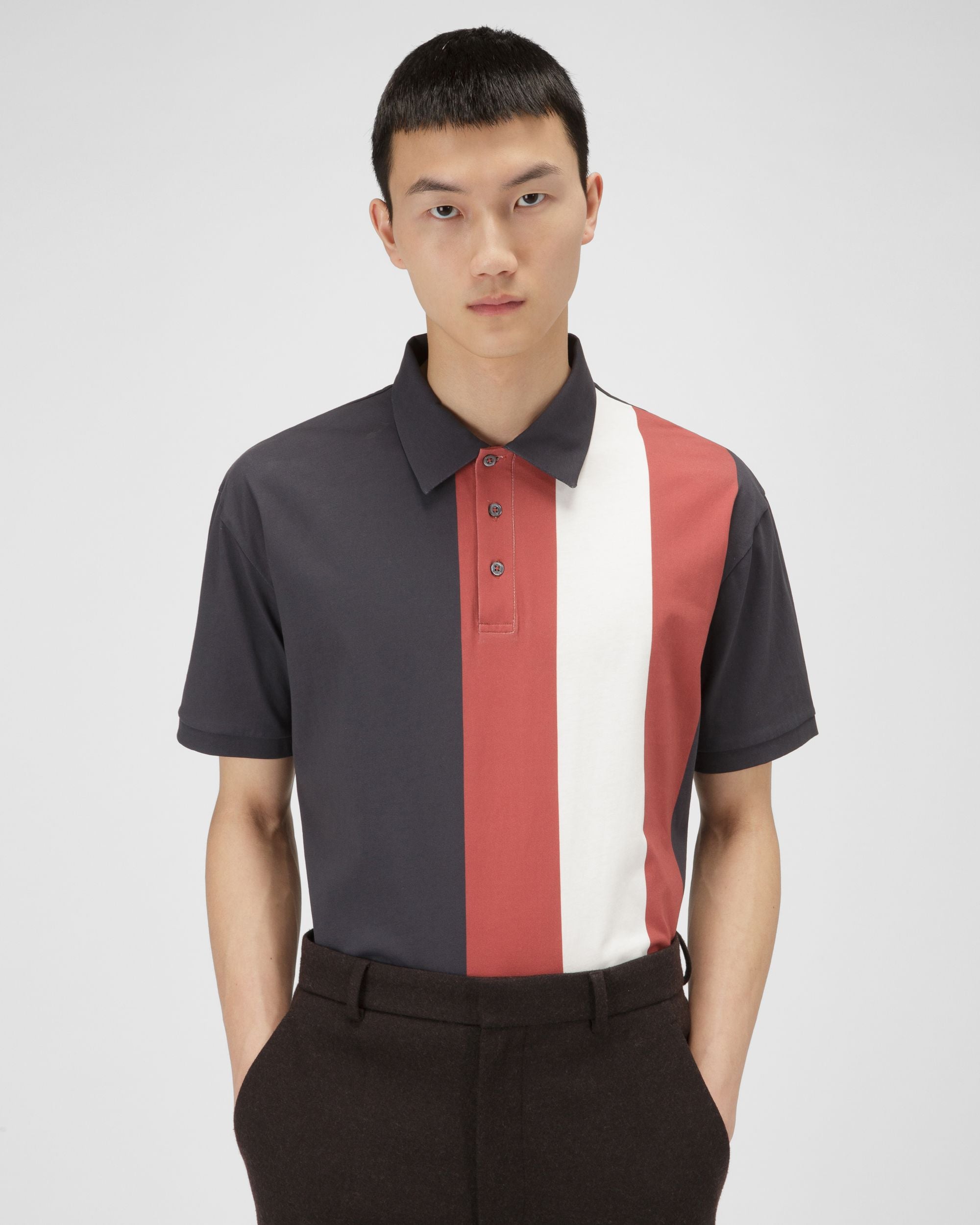 Cotton Polo Shirt In Navy - Men's - Bally - 01