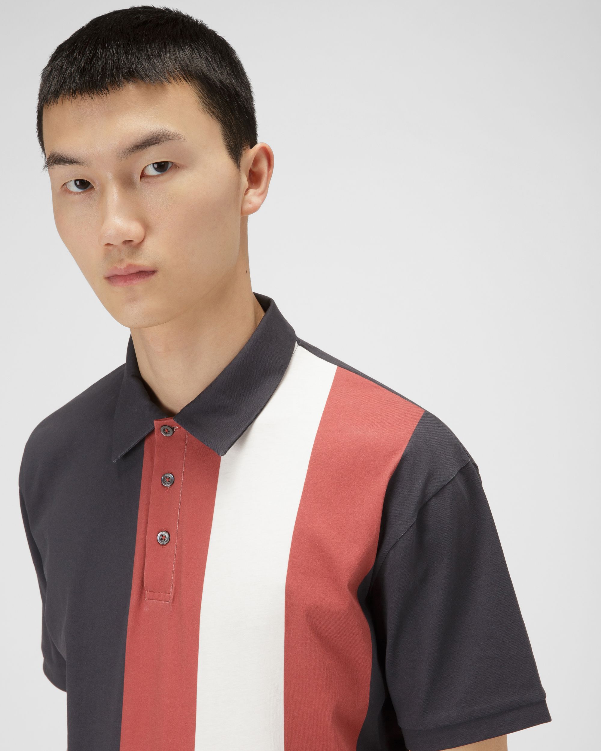 Cotton Polo Shirt In Navy - Men's - Bally - 02