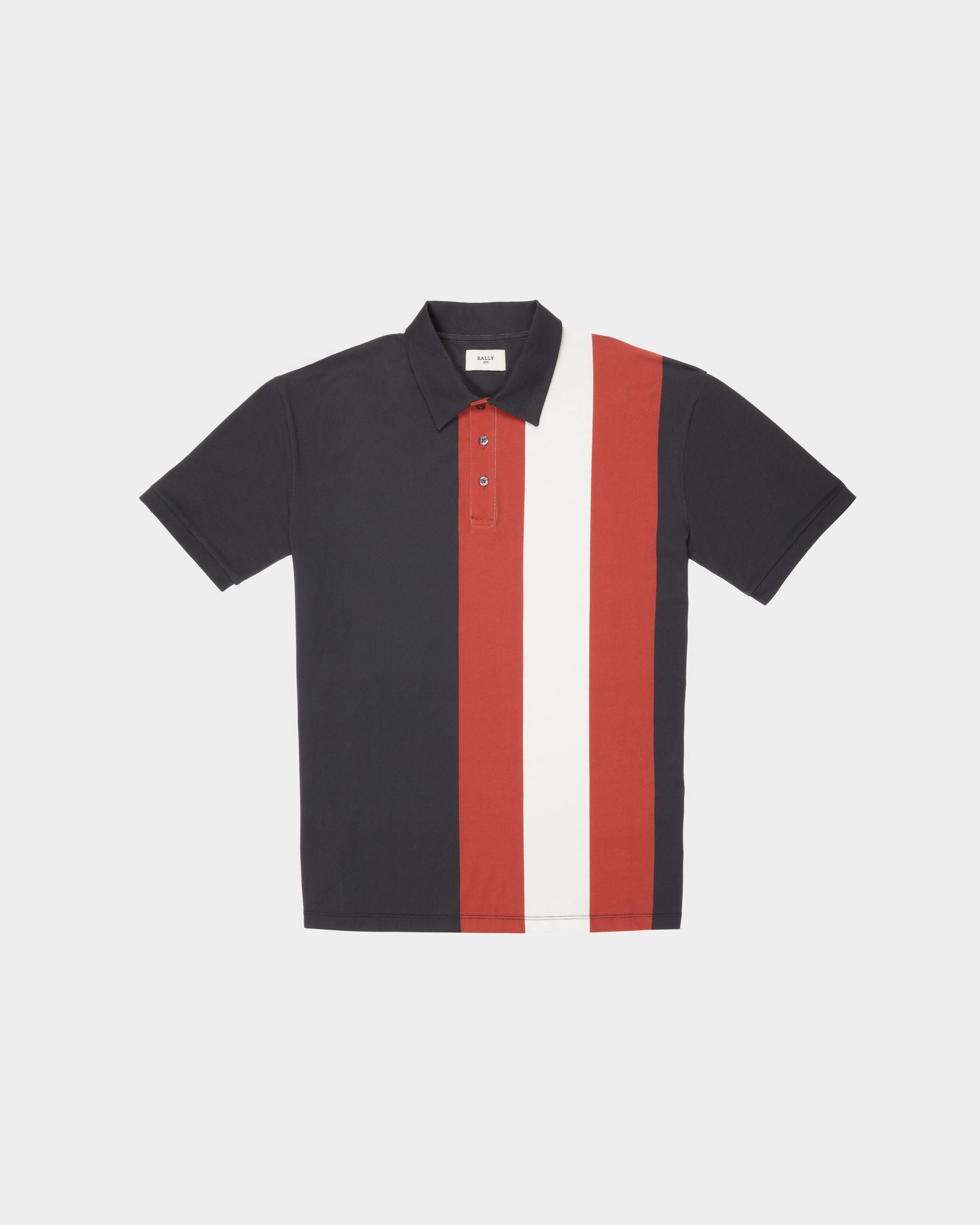 Cotton Polo Shirt In Navy - Men's - Bally - 04