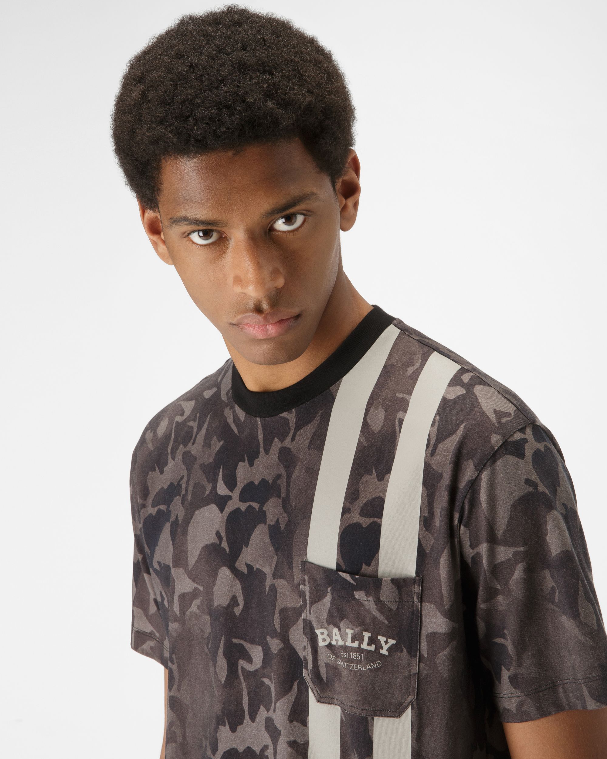 Organic Cotton T-Shirt In Black - Men's - Bally - 02