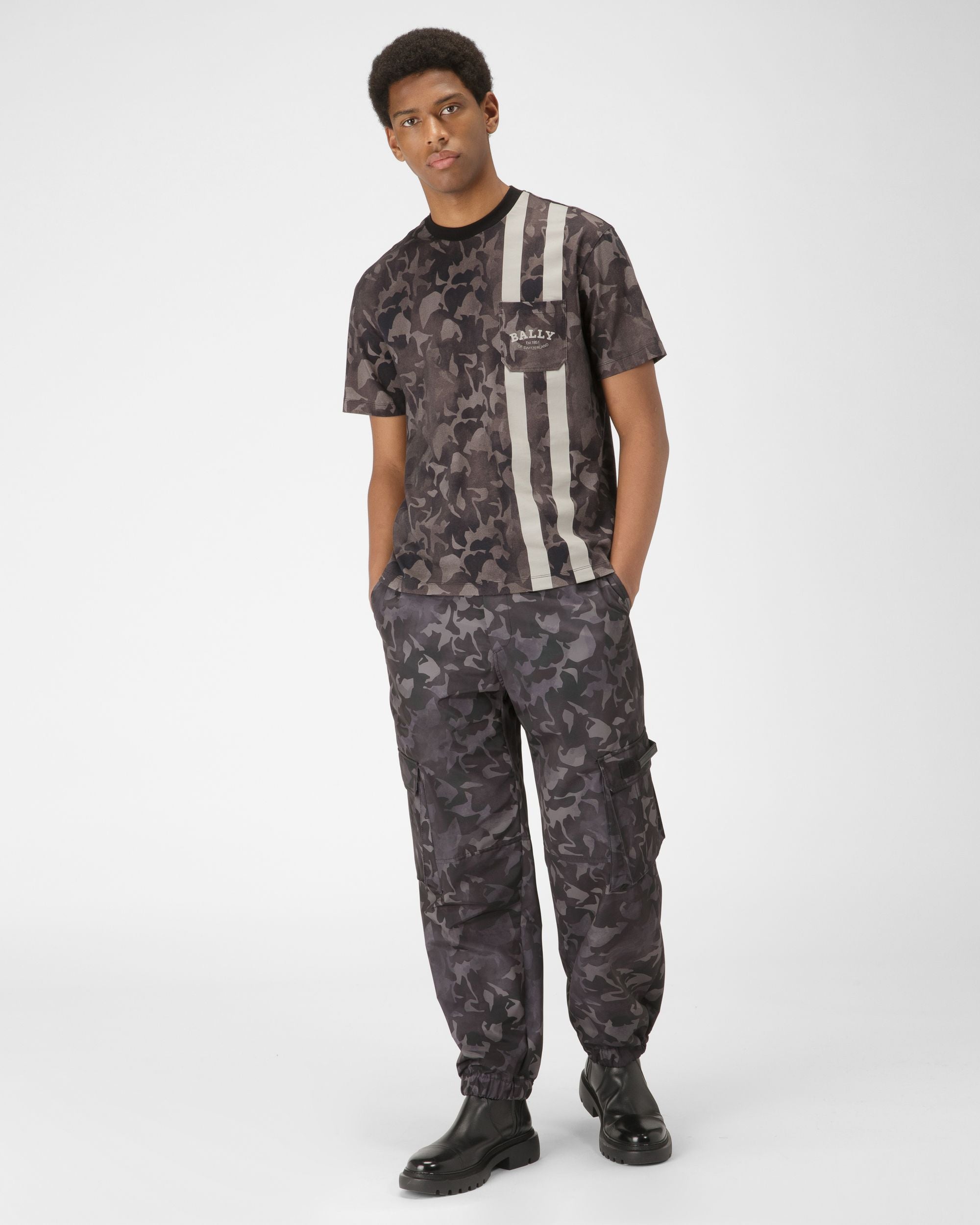 Organic Cotton T-Shirt In Black - Men's - Bally - 05