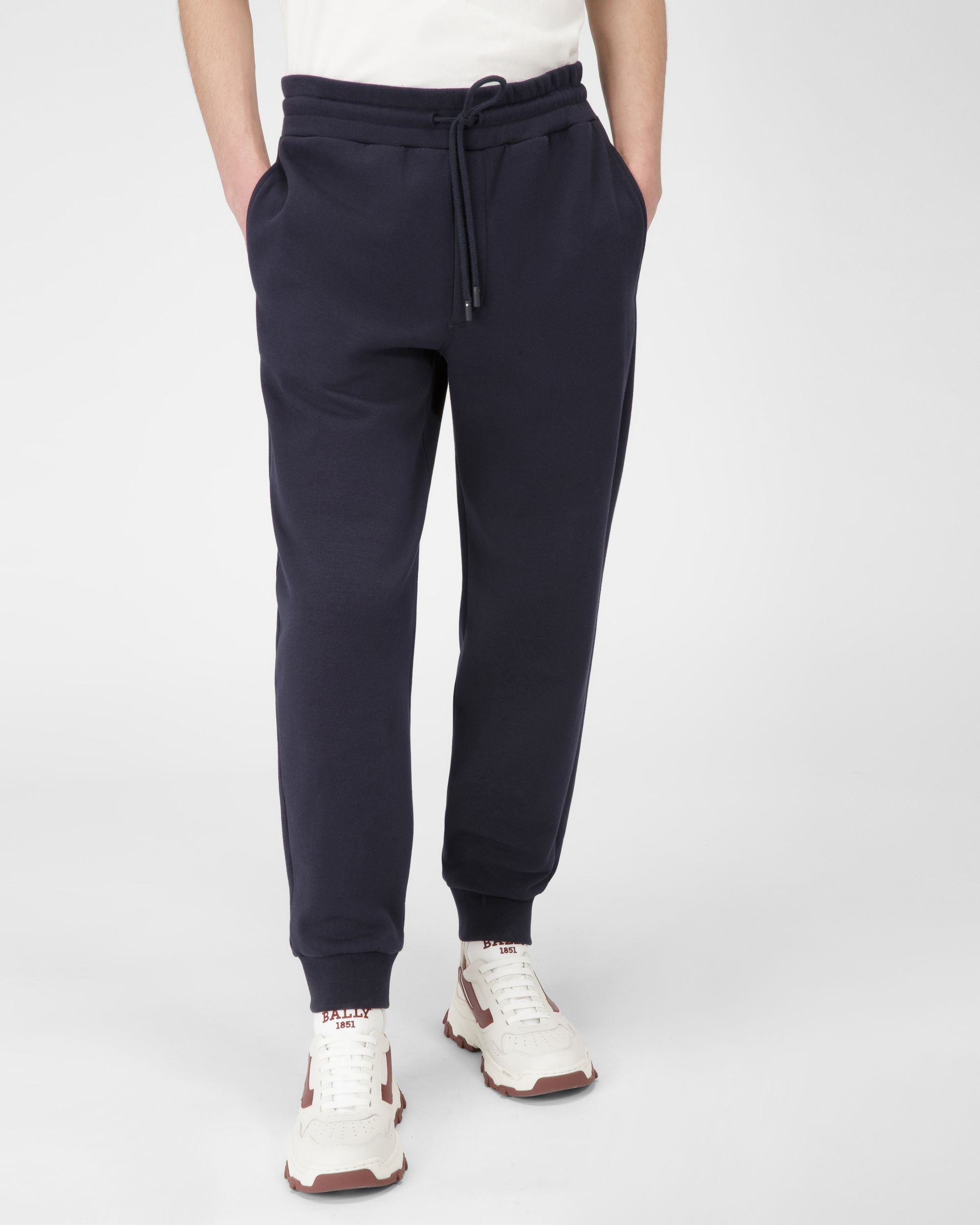 Mixed Cotton Sweapants In Navy - Men's - Bally - 01