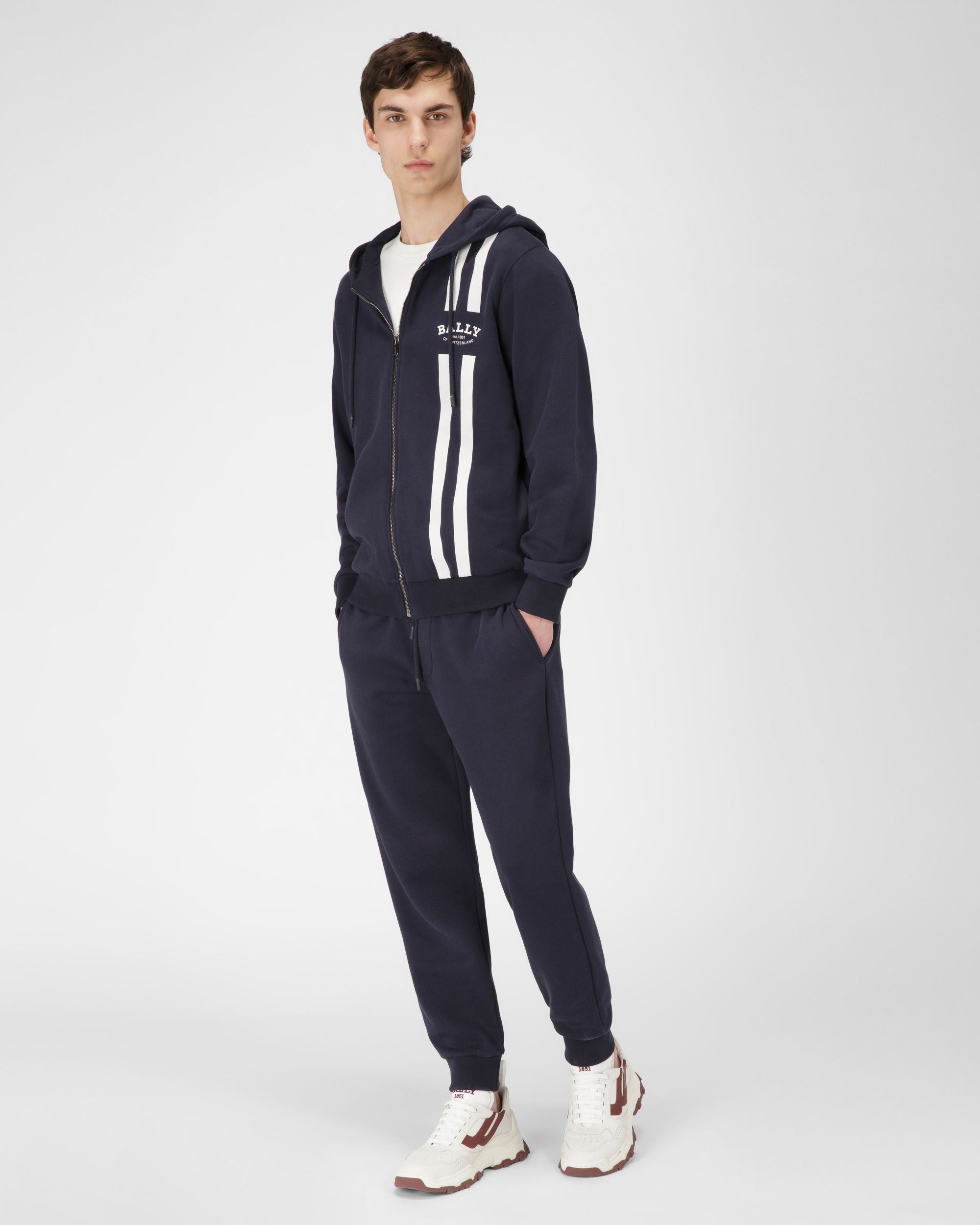 Mixed Cotton Sweapants In Navy - Men's - Bally - 04