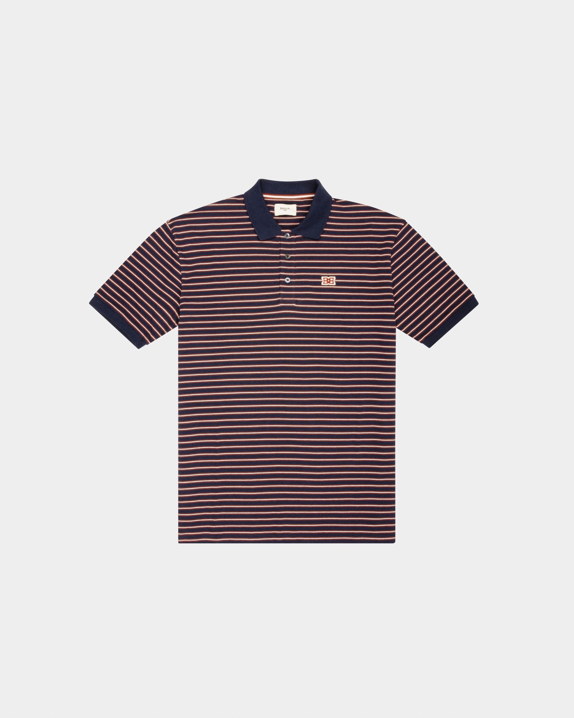Cotton Polo Shirt In Navy - Men's - Bally - 01