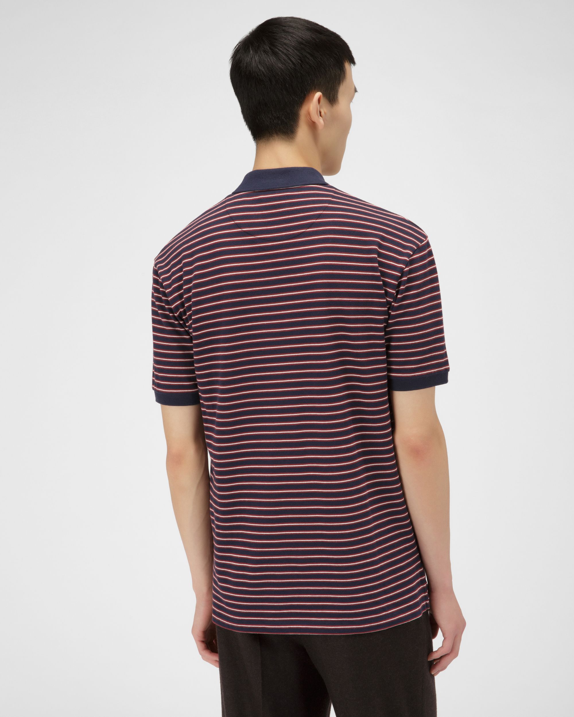 Cotton Polo Shirt In Navy - Men's - Bally - 03