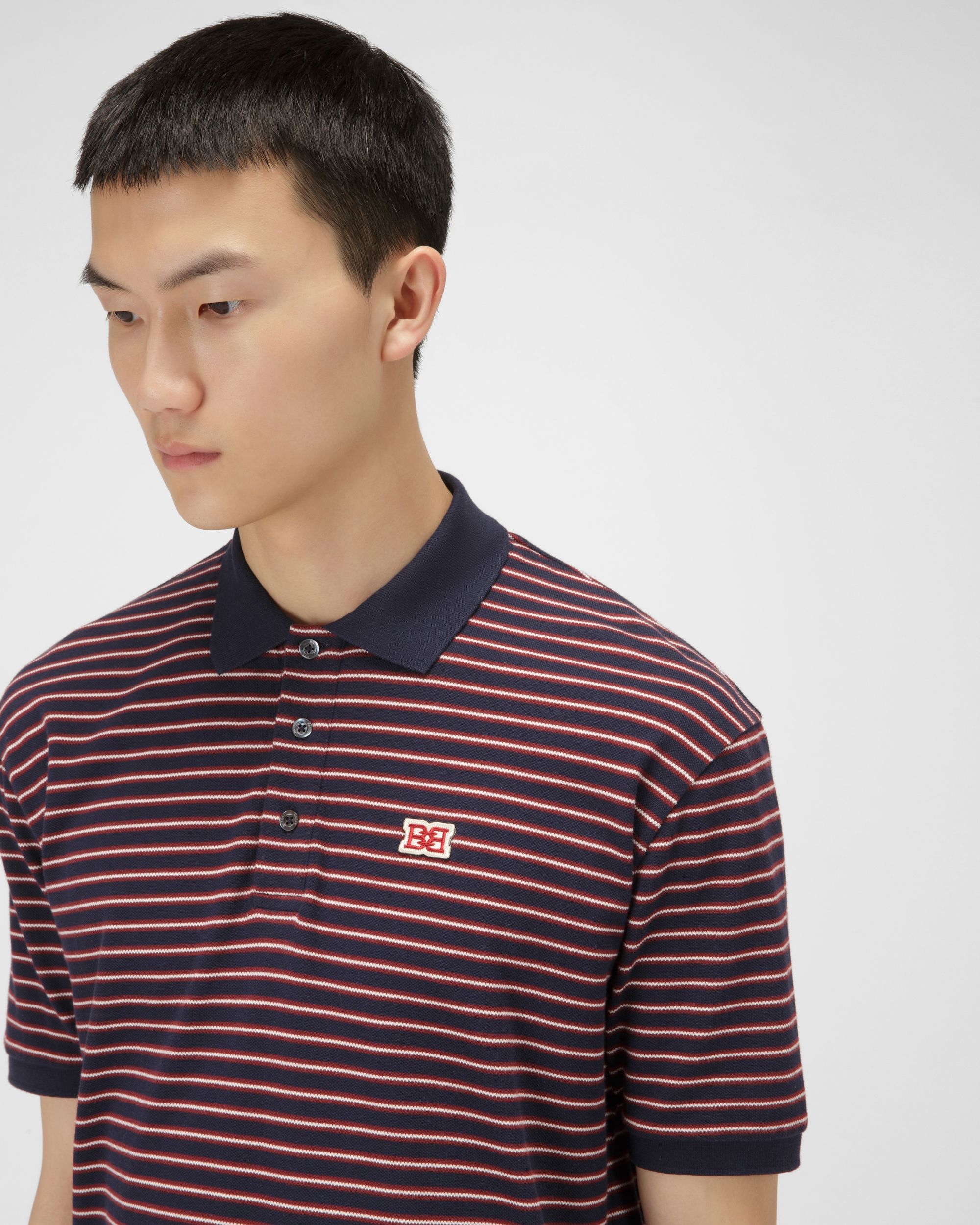 Cotton Polo Shirt In Navy - Men's - Bally - 04