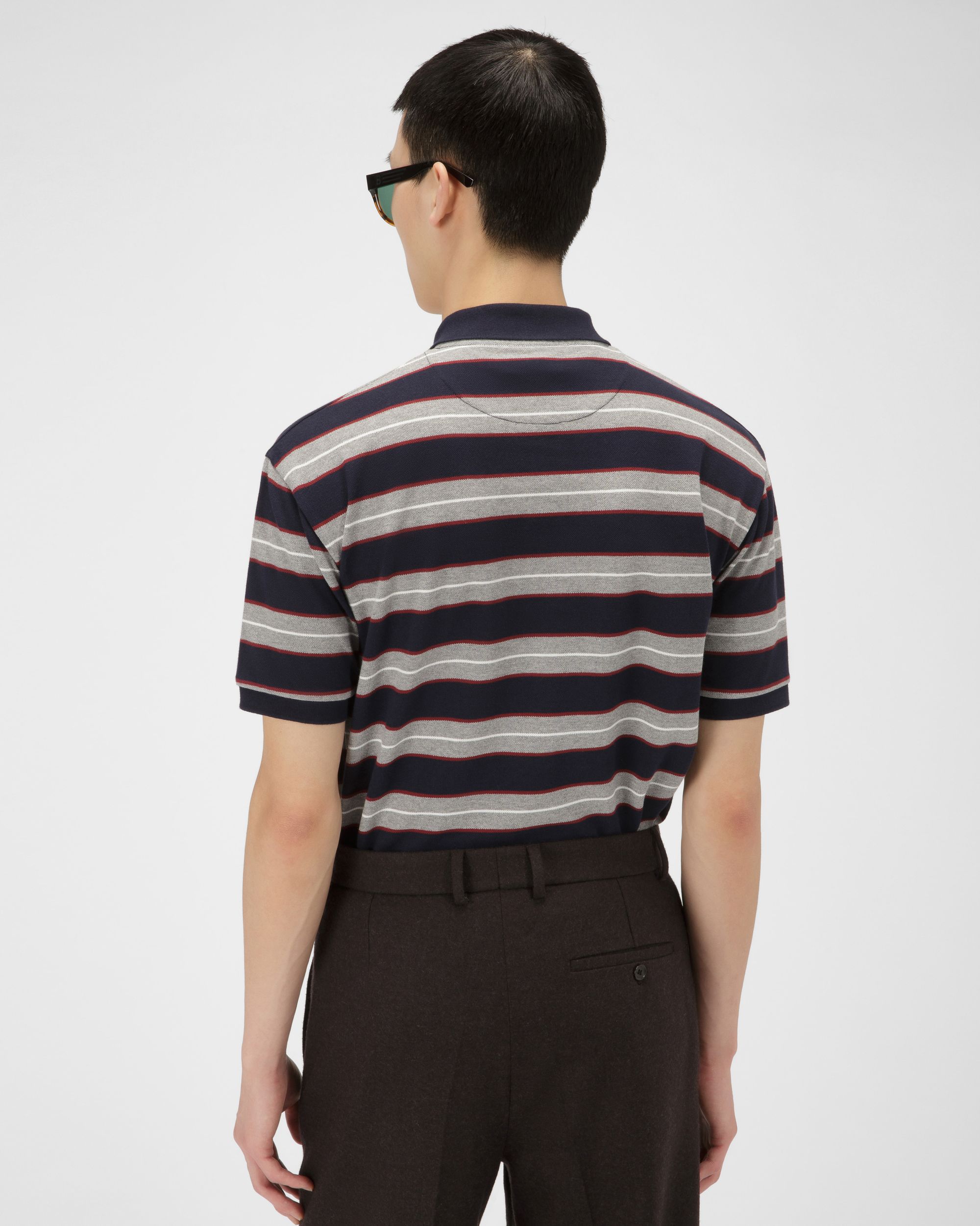 Cotton Polo Shirt In Navy - Men's - Bally - 03