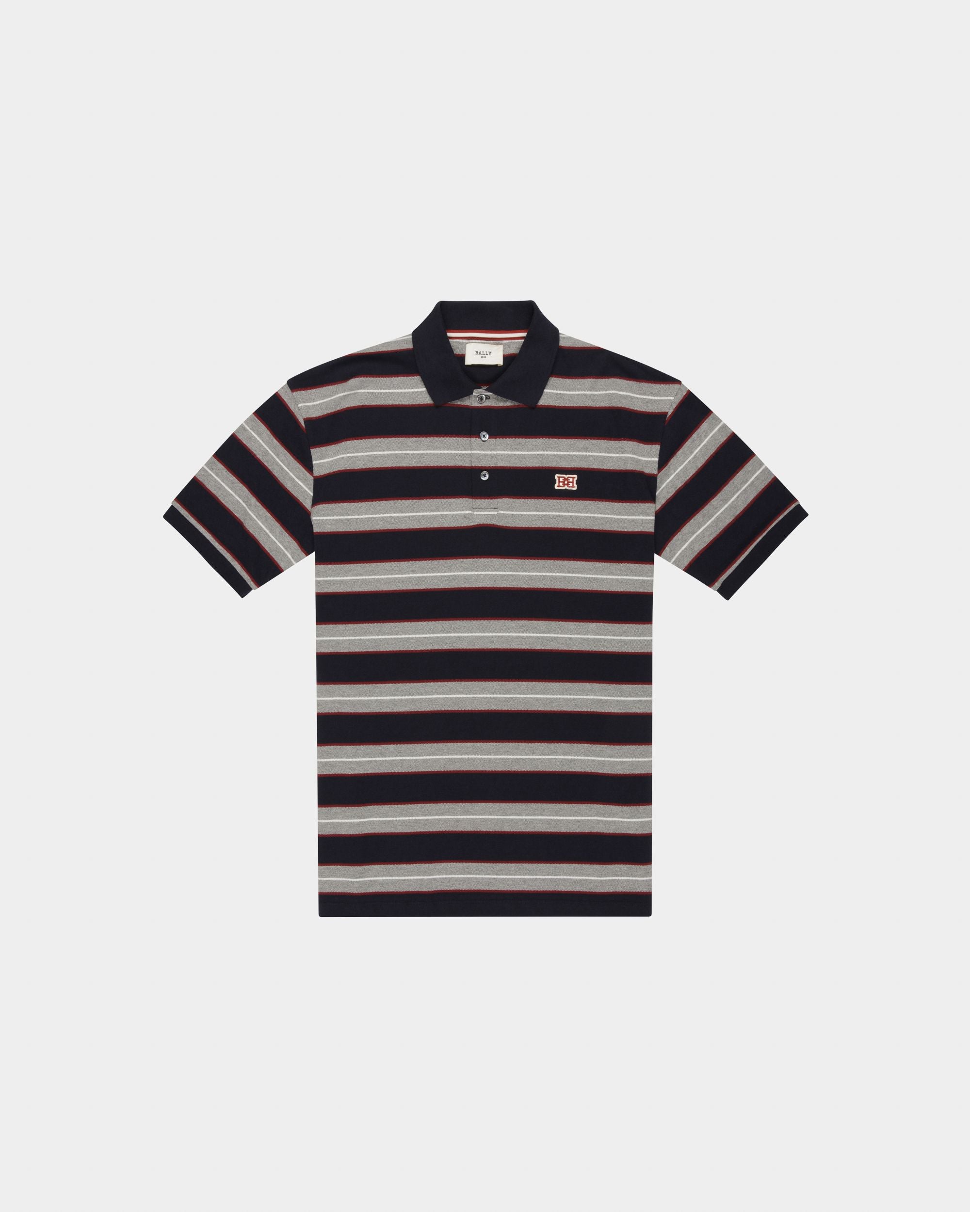 Cotton Polo Shirt In Navy - Men's - Bally - 04
