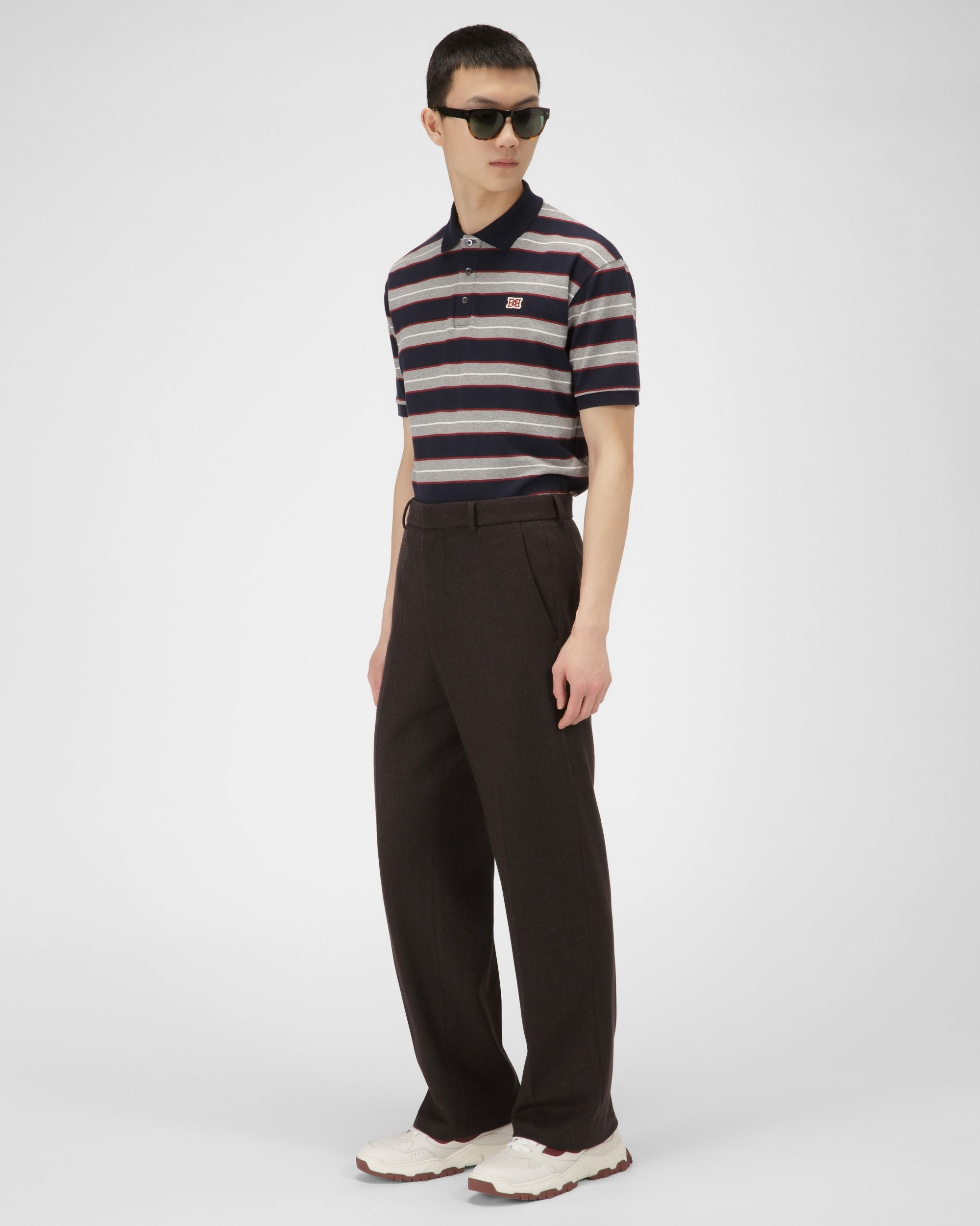 Cotton Polo Shirt In Navy - Men's - Bally - 05