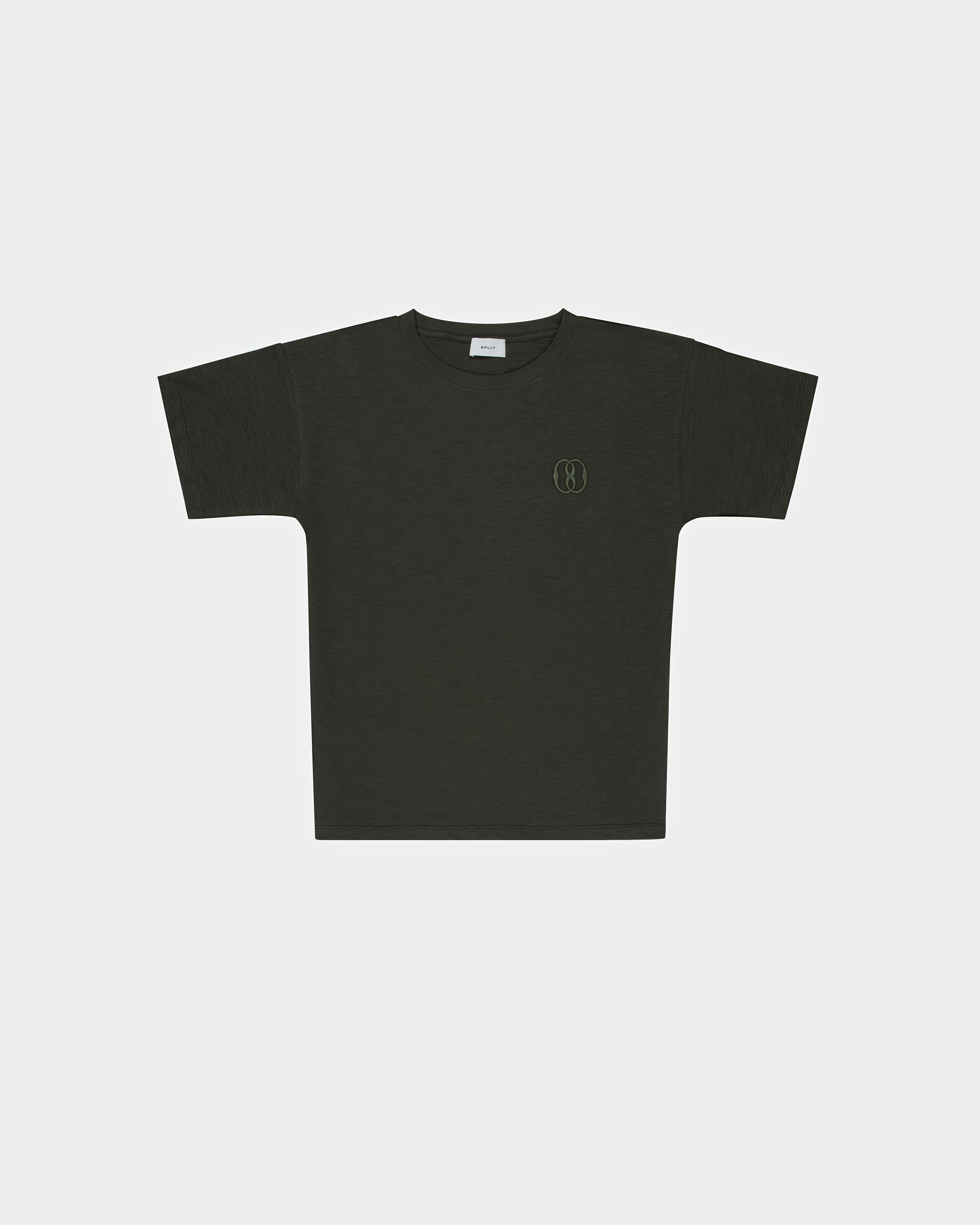 Cotton Embroidered T-Shirt In Grey - Men's - Bally - 01