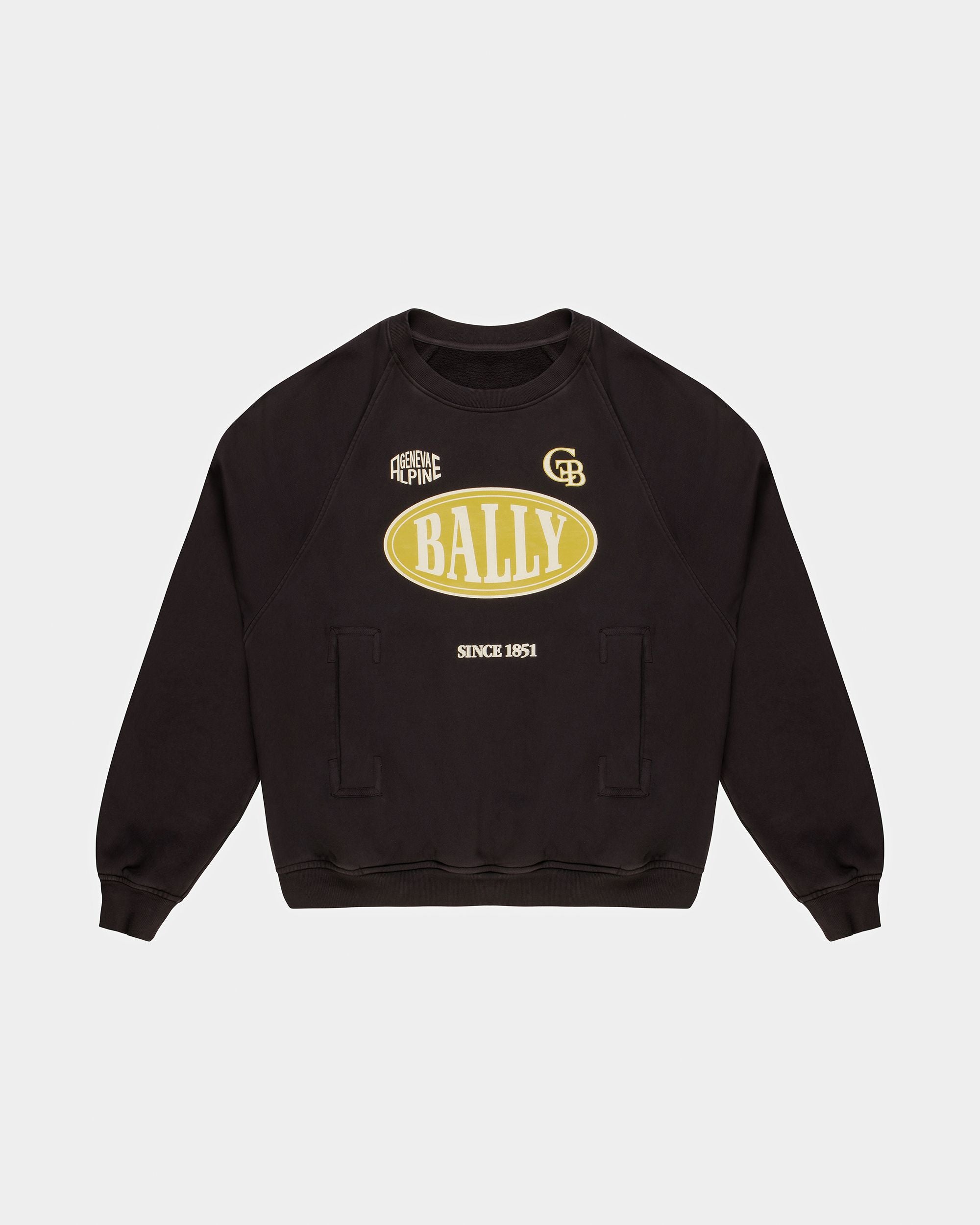 Cotton Printed Crew Neck Sweatshirt In Black - Men's - Bally - 05