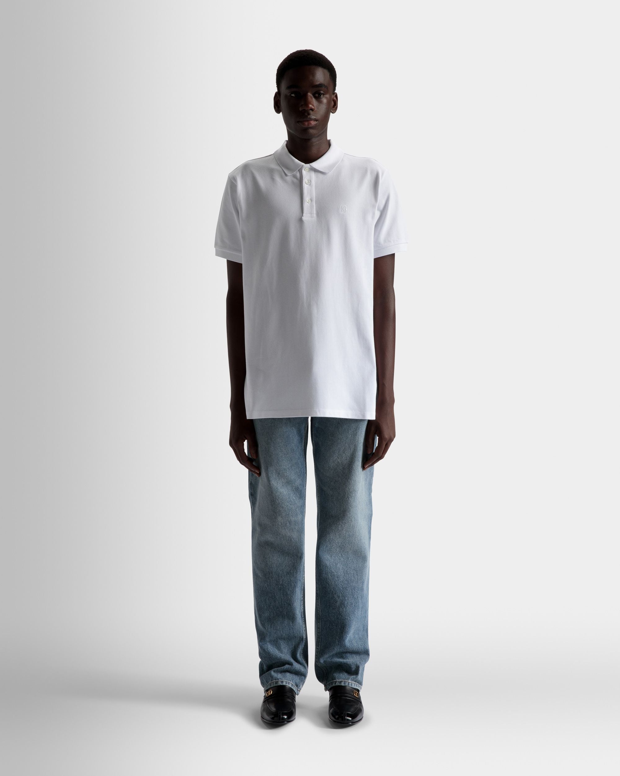 Short Sleeve Polo In White Cotton - Men's - Bally - 02